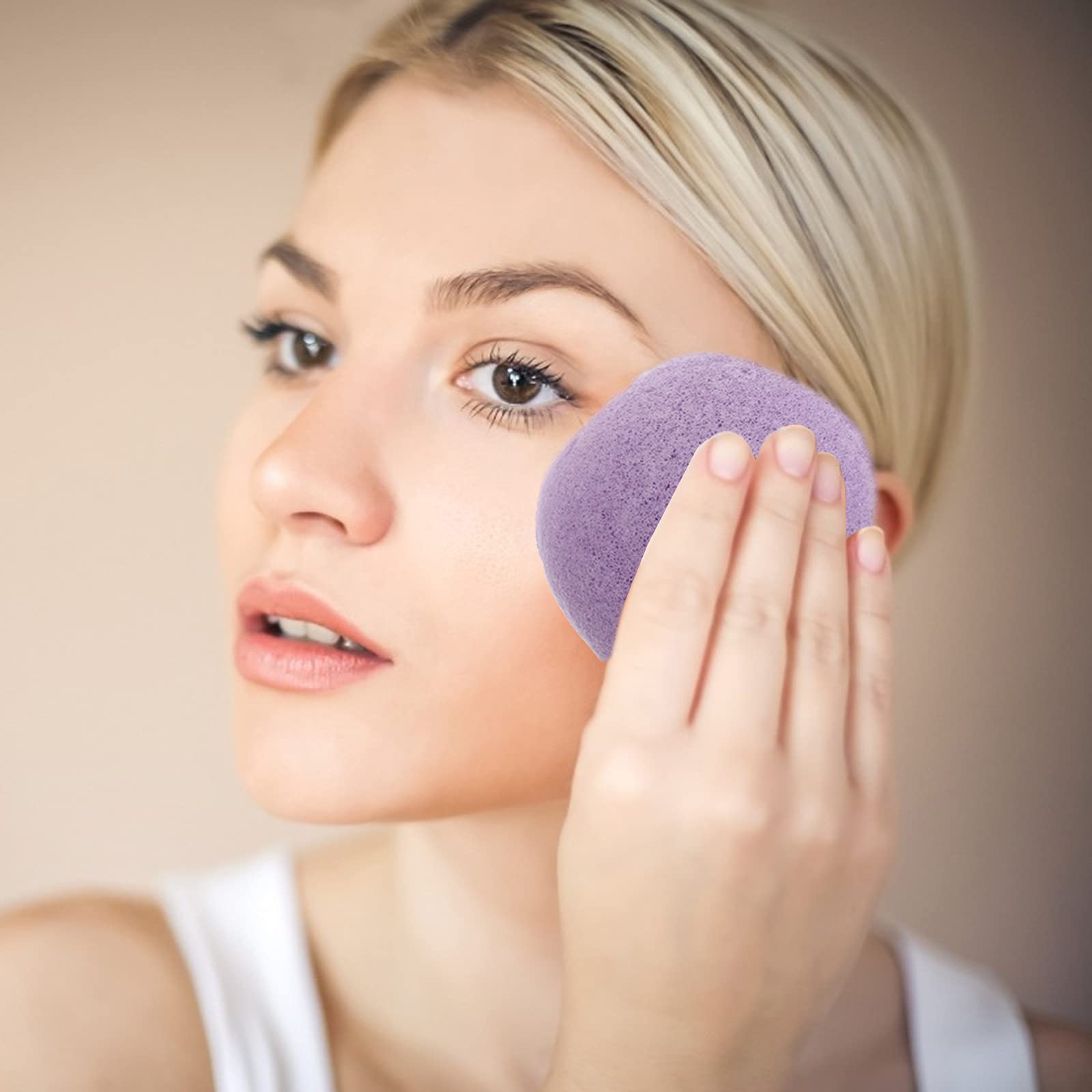 6-Pack Natural Konjac Sponges for Face & Body - Gentle Exfoliating Facial Cleansing Puff, Skin Massage Sponge for Soft & Smooth Skin - Perfect for Daily Skincare, Makeup Removal & Sensitive Skin Care