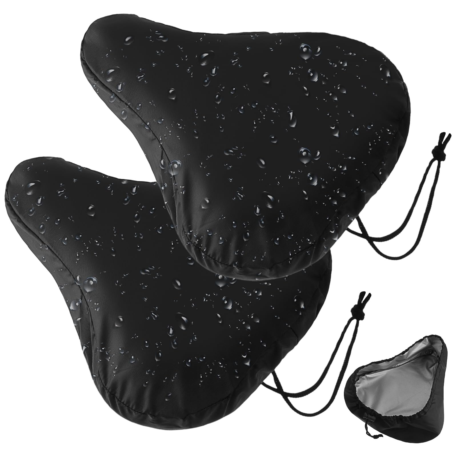 2 Pack Waterproof Bike Seat Covers - Universal Bicycle Seat Rain Cover with Drawstring, Washable Cycling Saddle Protector for Men & Women - Perfect for City, Mountain & Road Bikes in All Weather Conditions