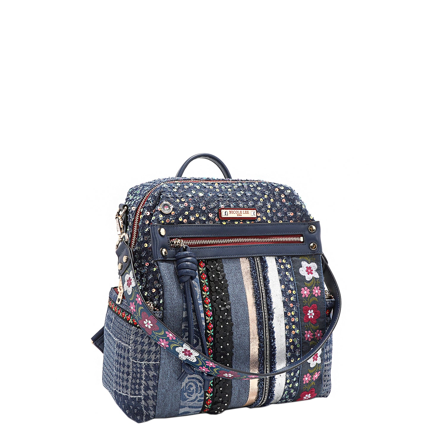 Floral Patch Backpack for Women - Stylish & Trendy School Bag for College, Travel & Everyday Use