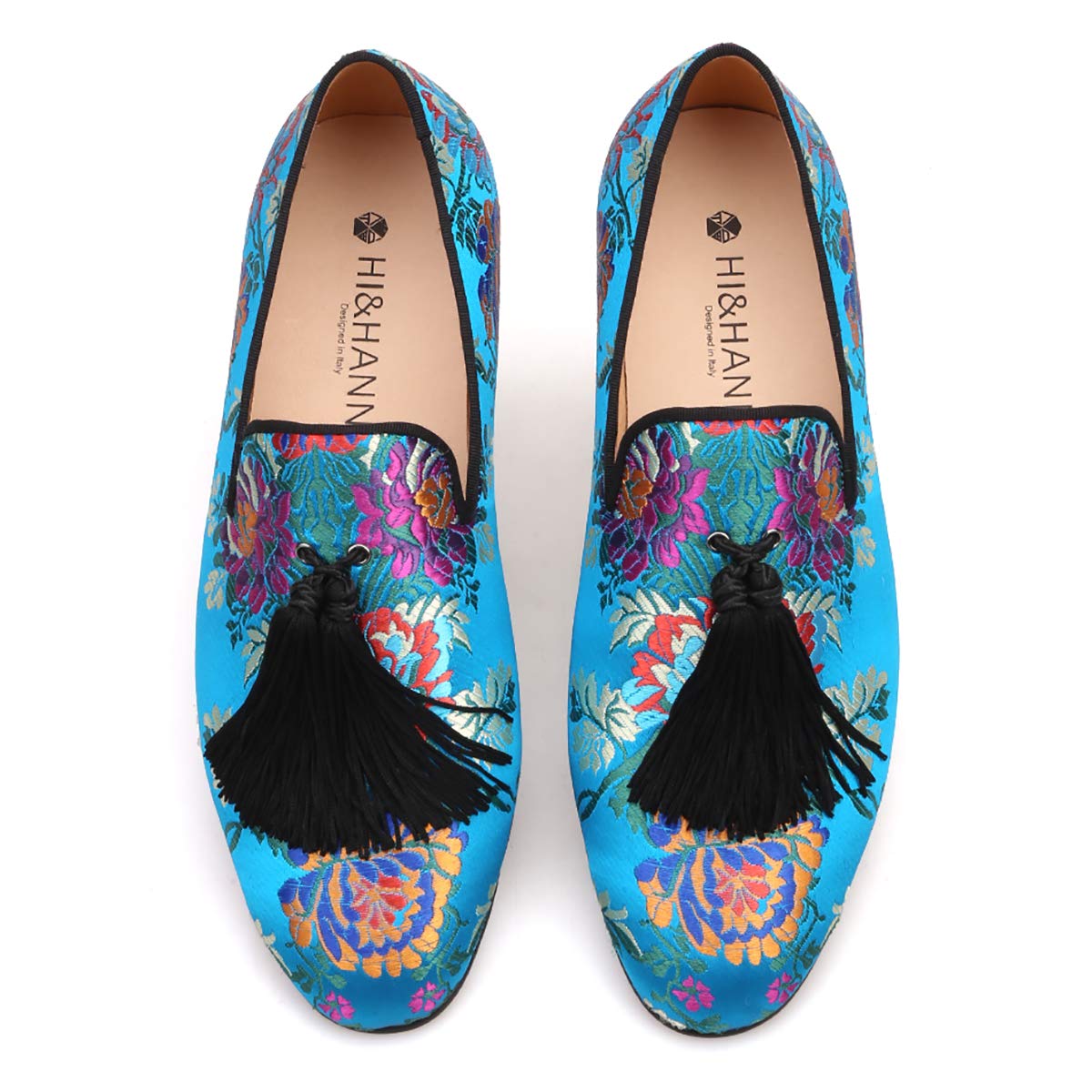 Handmade Chinese Style Luxury Silk Loafers for Men - Embroidered Flower Tassel Shoes for Wedding, Party & Special Occasions - Comfortable & Elegant Formal Wear