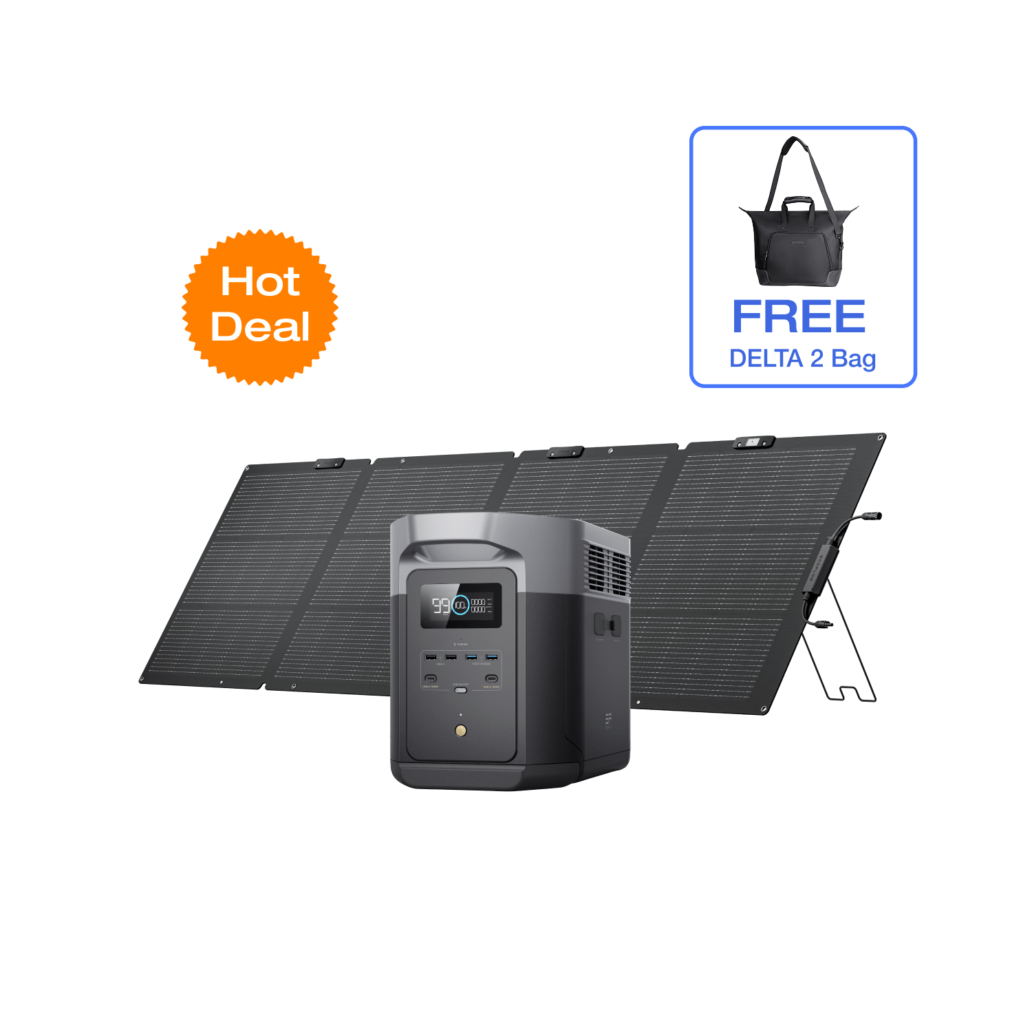 EcoFlow DELTA 2 Portable Power Station 1200W | 1024Wh Solar Generator for Camping, RV, Emergencies & Home Backup | Fast Charging, 6 AC Outlets, LiFePO4 Battery
