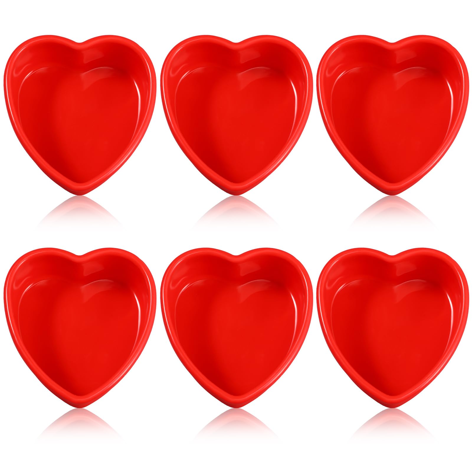 6-Piece Nonstick Silicone Heart Cake Pans Set - 4 Inch Red Mini Heart Baking Molds for Valentine's Day, Birthday Cupcakes, Muffins & Chocolate Desserts | Perfect for Home Baking, Party Treats & Romantic Gifts
