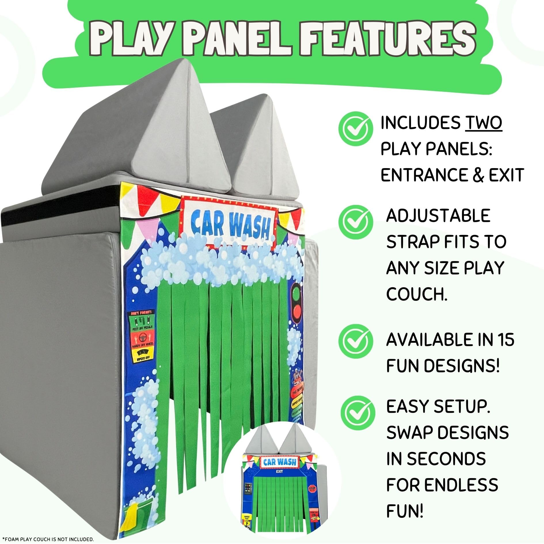 **Kids Foam Sofa Play Panel - Car Wash Theme | Fun & Safe Toddler Playtime Accessory for Indoor & Outdoor Use**