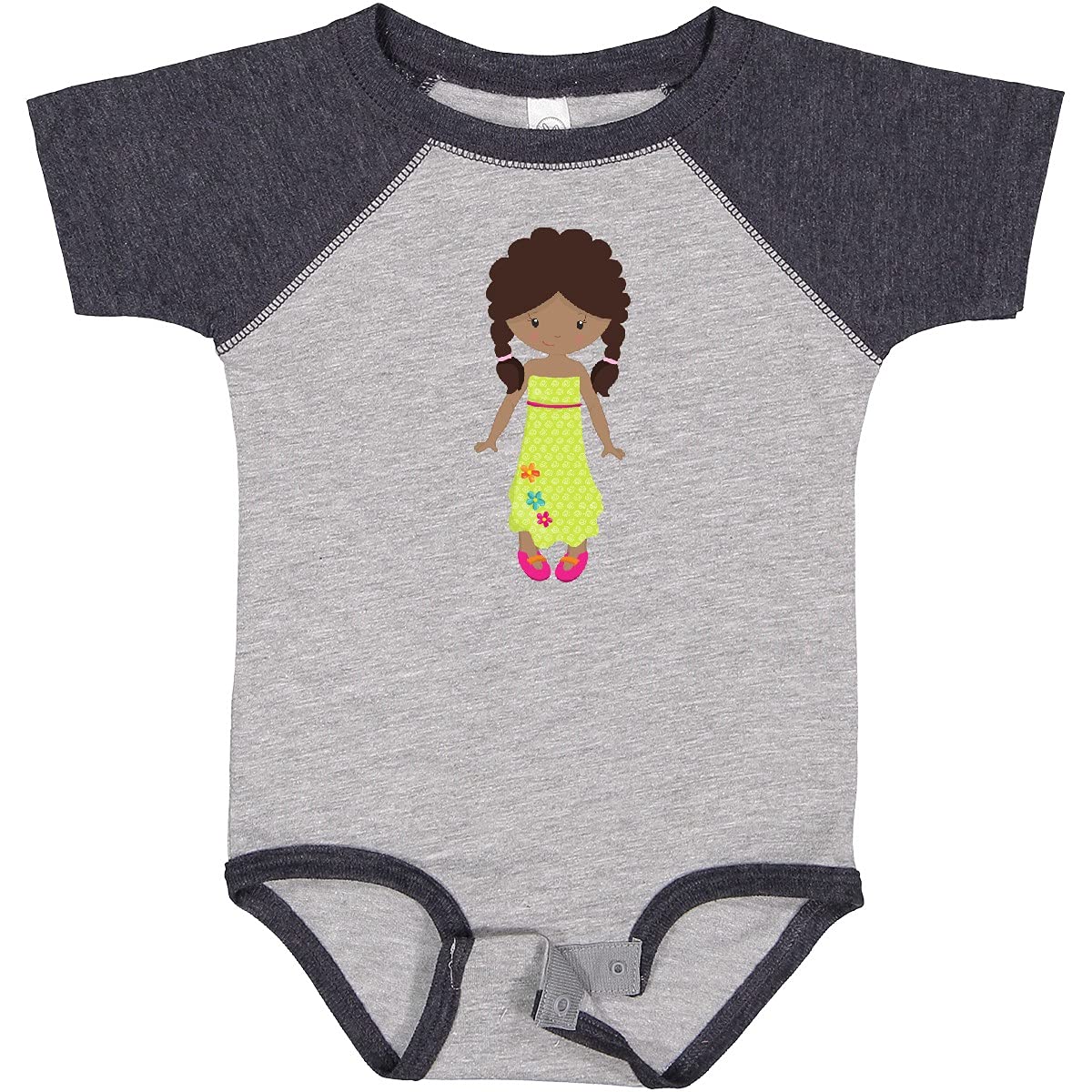 Inktastic African American Girl Fashion Baby Bodysuit - Green Dress Cute Outfit for Infants & Toddlers - Perfect for Family Photos, Playdates & Special Occasions