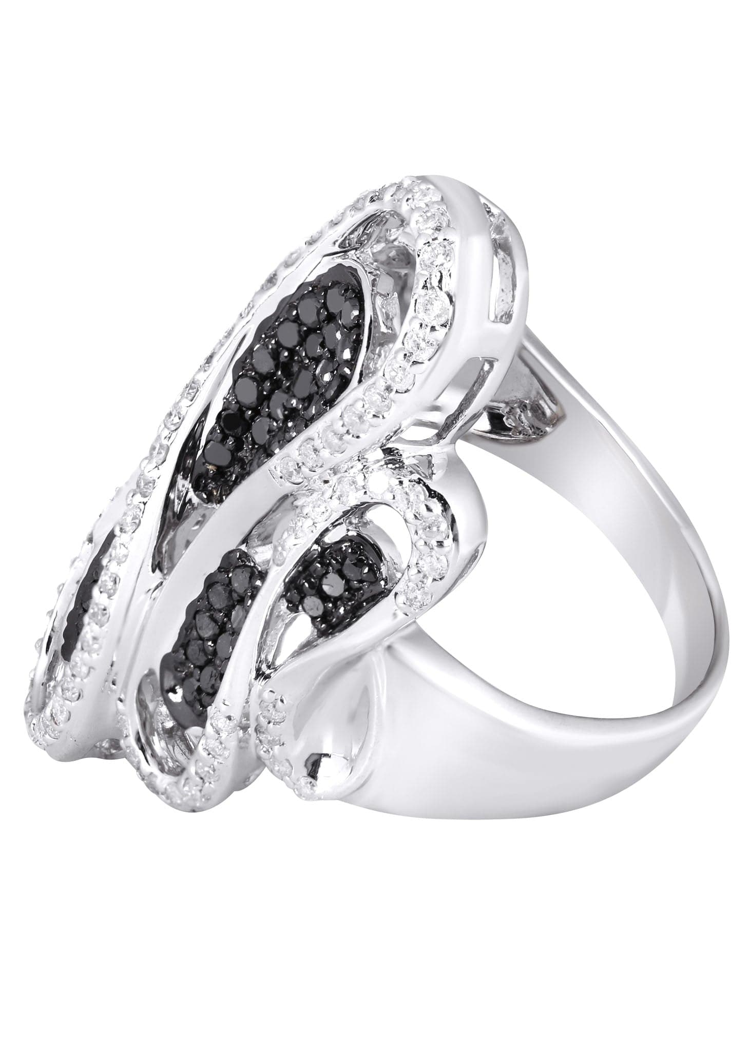 14K Gold Black Diamond Cocktail Ring for Women | 0.84 Carat Elegant Statement Ring | 13.45 Grams | Perfect for Evening Parties, Date Nights & Special Occasions