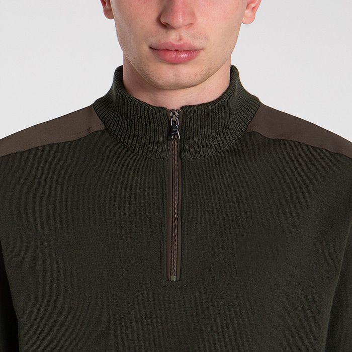 PAUL & SHARK Men's Mockneck Half Zip Knit Sweater in Olive Green - Perfect for Casual Wear, Office Outfits & Outdoor Activities