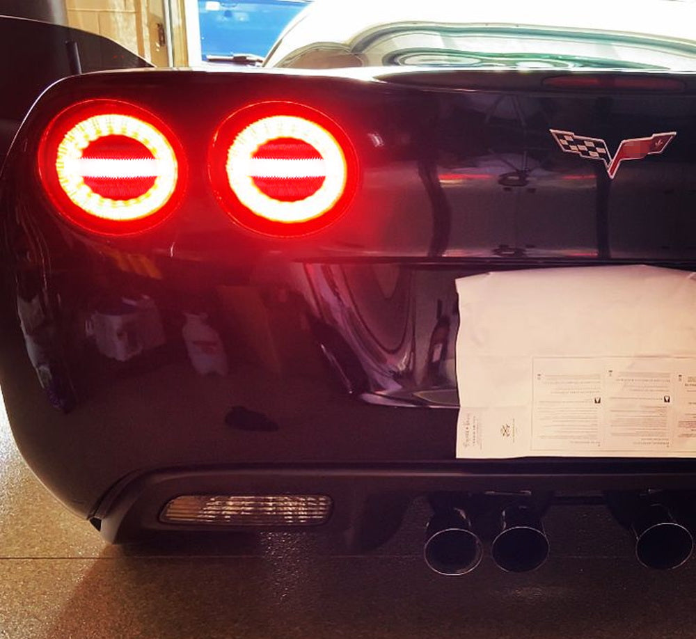 05-13 C6 Corvette LED Halo Headlights with Clear Lens & Black Housing - Laser Tail Lights for Enhanced Visibility - Perfect for Night Driving & Car Shows