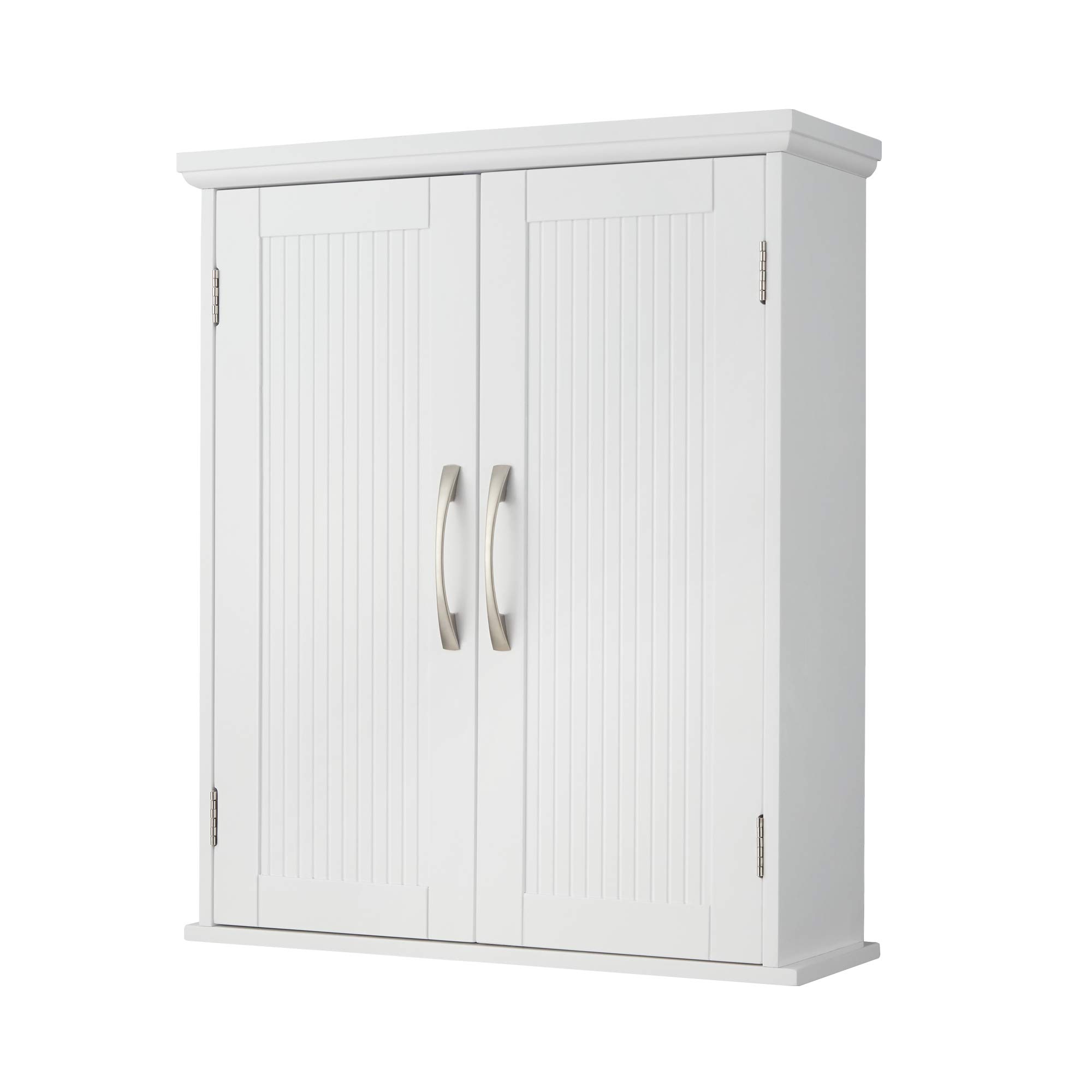 Newport White Wall Cabinet - Double Door Storage for Bathroom & Kitchen