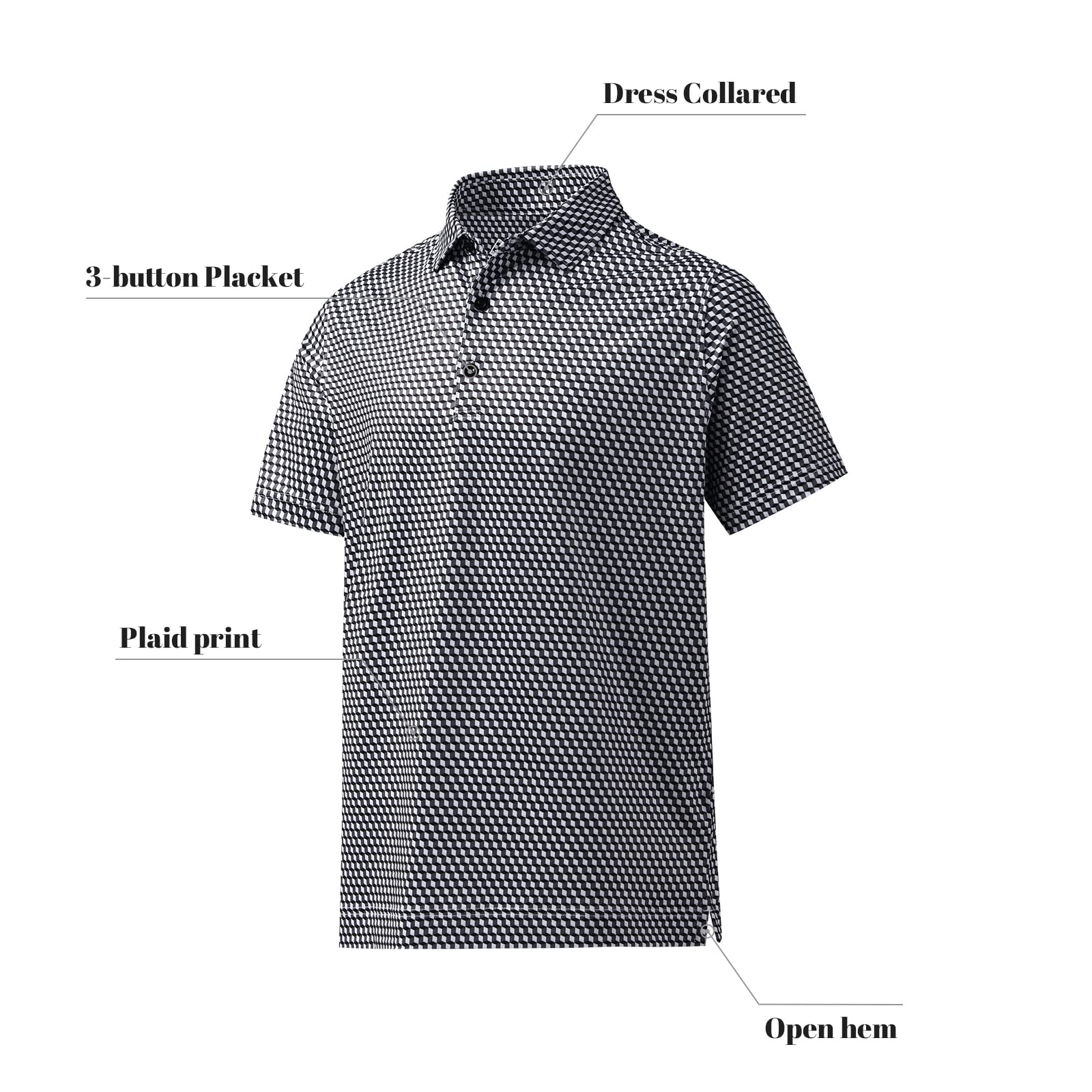 DEOLAX Men's Quick-Dry Polo Shirts - Fashion Print Golf Shirt, Moisture-Wicking Short Sleeve Tee for Golf, Casual, and Outdoor Activities