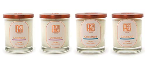 AKALIKO Lavender & Coconut Scented Soy Wax Candles Gift Set - Relaxing Aromatherapy for Home, Spa, Yoga and Meditation