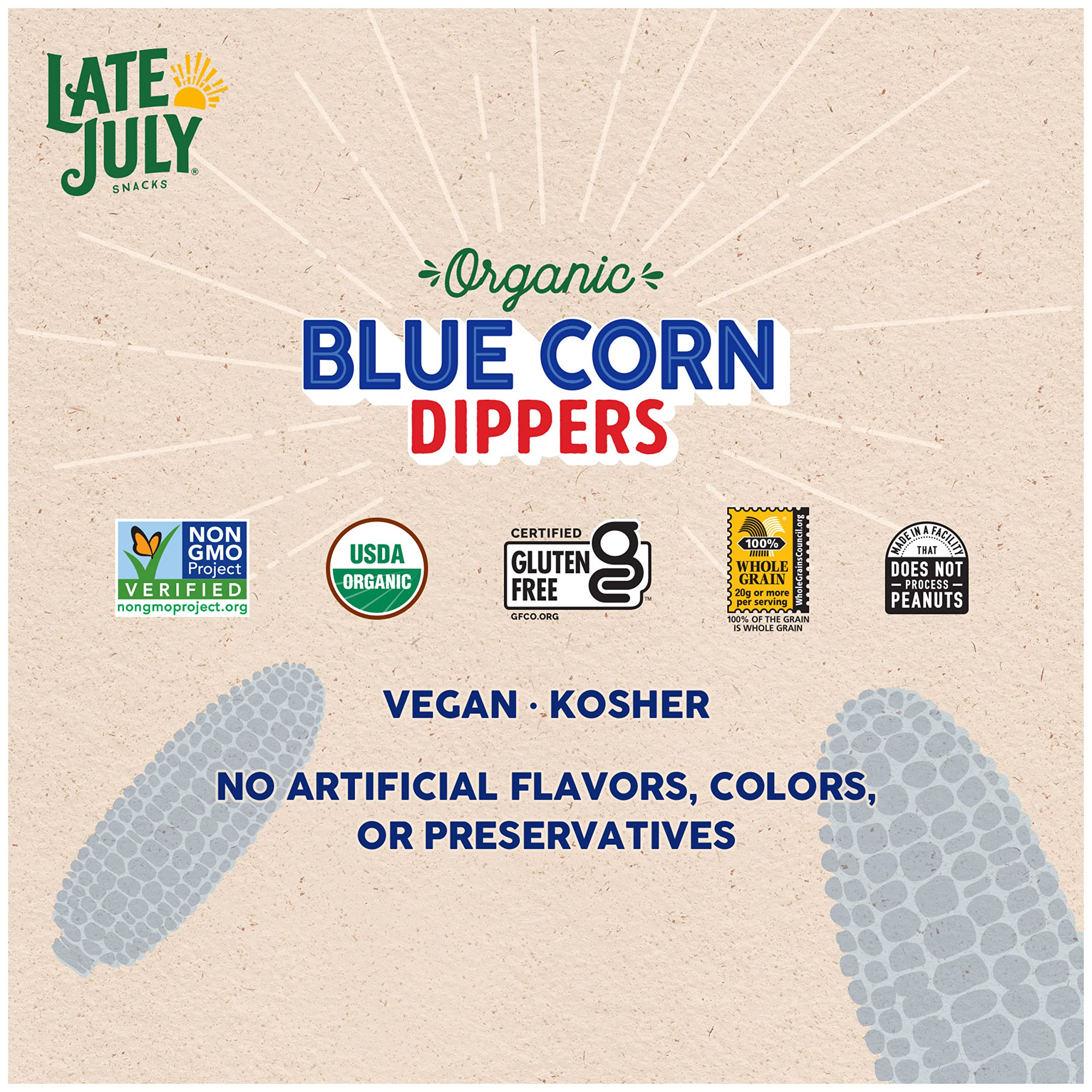 Organic Blue Corn Tortilla Chips by Late July - 7.4oz Bags (Pack of 9) | Gluten-Free, Non-GMO Snacks for Parties, Movie Nights & Healthy On-the-Go Eating
