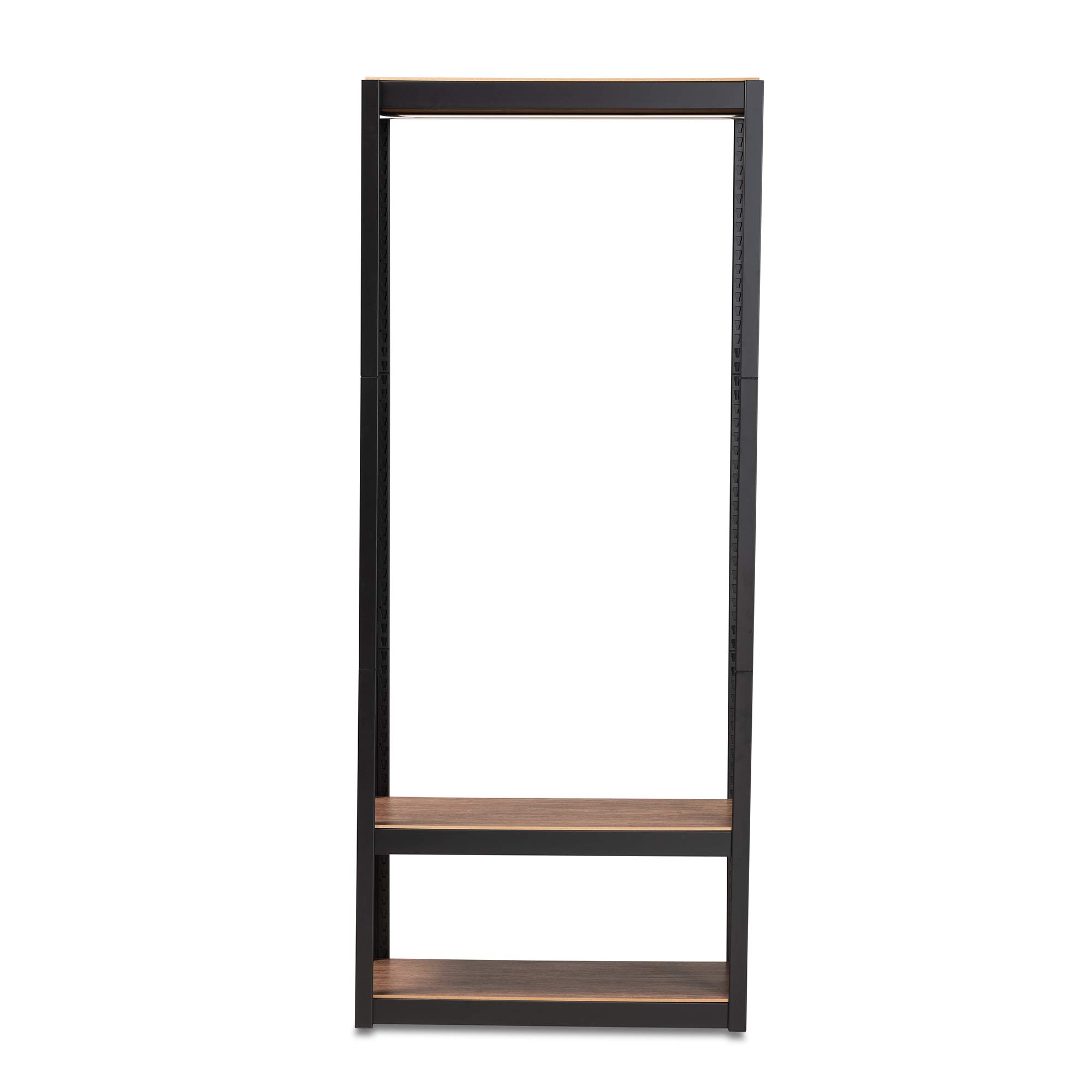 Baxton Studio Closet Storage Organizer - 3-Tier Shelving Unit for Bedroom & Closet Organization, Black/Brown - Perfect for Storing Shoes, Clothes & Accessories