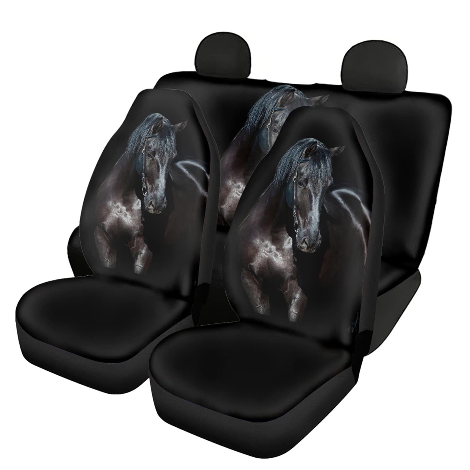 CLOHOMIN Car Seat Covers for Cars, SUVs & Trucks - Brown Horse Print Washable Seat Protectors for Front & Rear Seats | Durable Auto Accessories for Men & Women | Perfect for Daily Commutes, Road Trips & Pet Protection