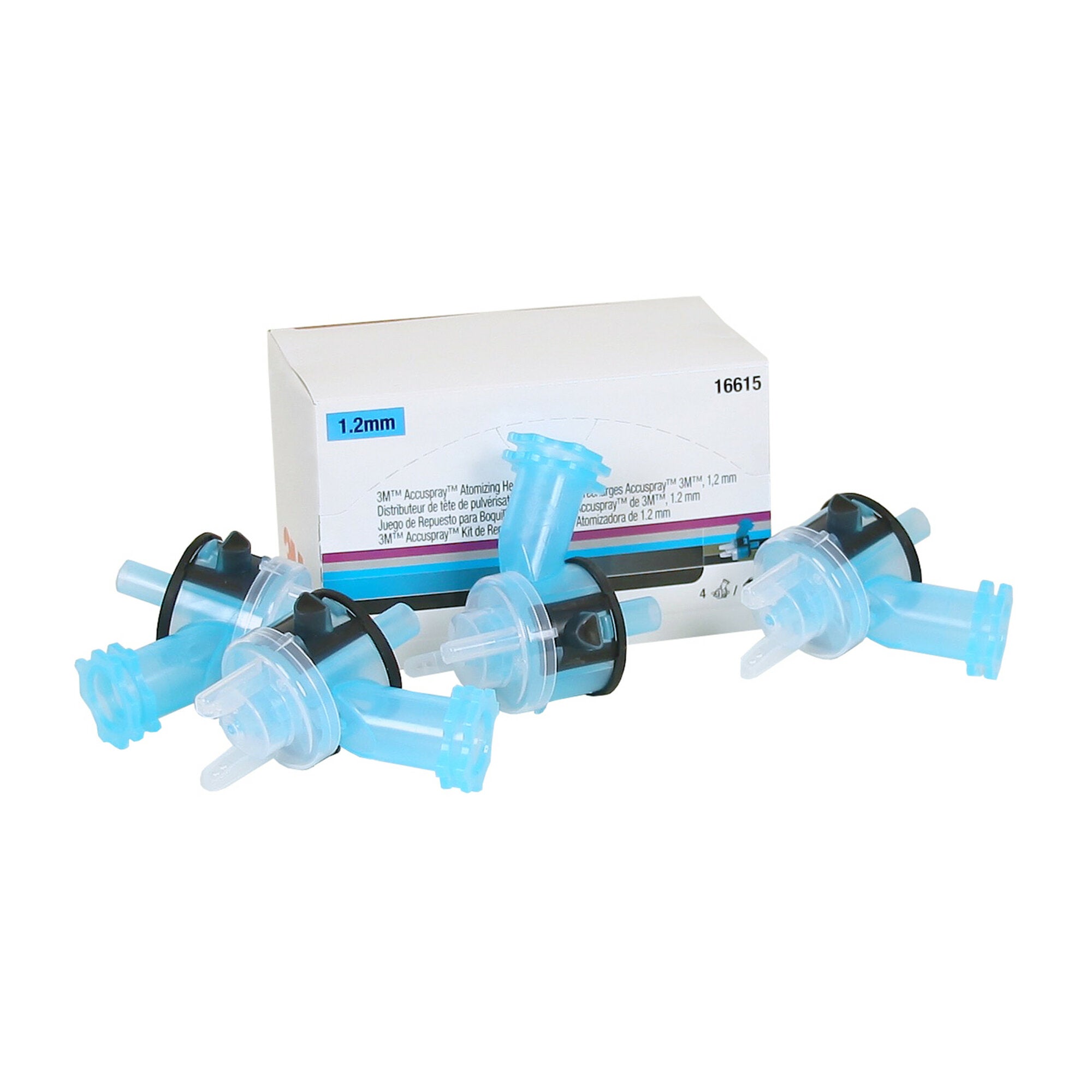 3M Accuspray Atomizing Head 16615 - Blue, 1.2mm Nozzle (4-Pack Kit) for Automotive Painting & Industrial Spraying Applications