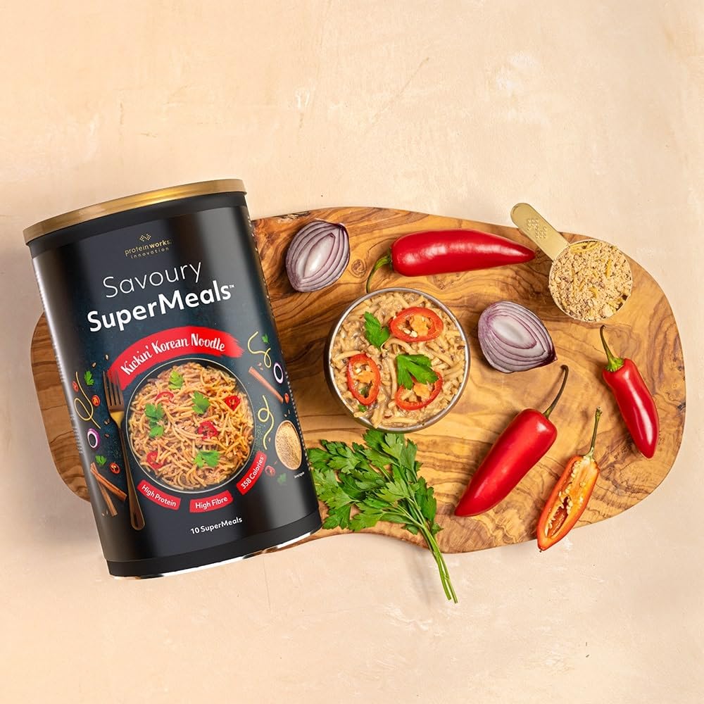 Protein Works Vegan High-Protein SuperMeals - Korean Noodle Flavor, 26 Vitamins & Minerals, 10 Pack | Plant-Based Protein Meals for Fitness, Weight Loss & Busy Lifestyles | Perfect for Post-Workout, Office Lunch & Quick Healthy Dinners