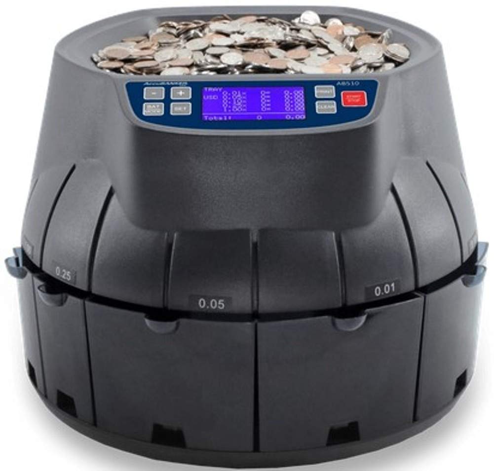 AccuBANKER AB510 Digital Coin Sorter & Wrapper Machine with MP10 Thermal Printer | Fast Money Counting for Banks, Retail Stores & Small Businesses