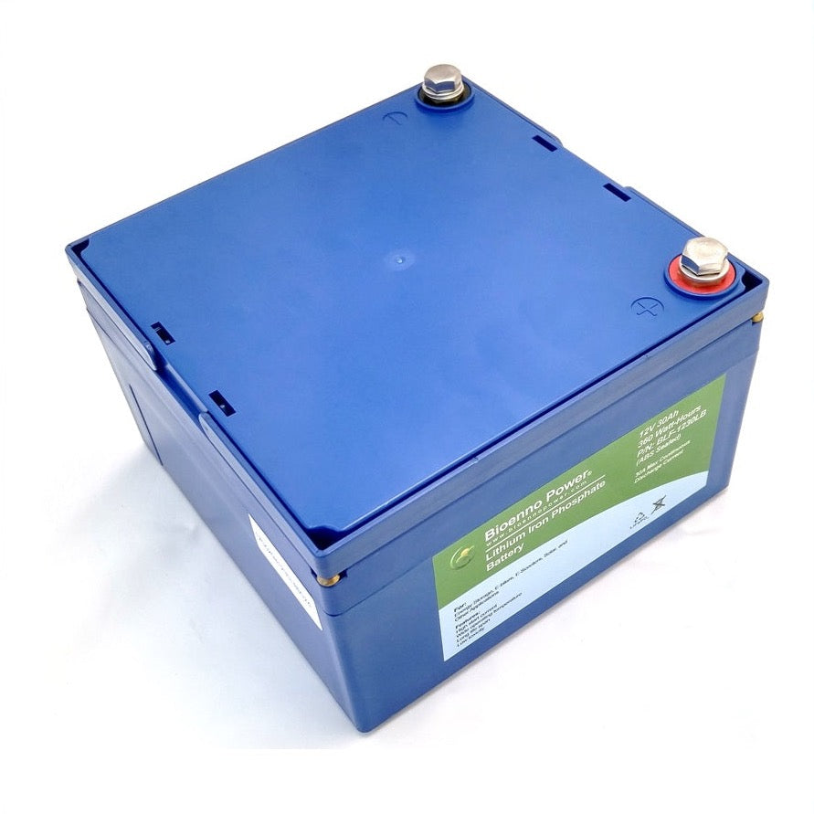 12V 30Ah LiFePO4 Battery - ABS Case, BLF 1230LB - Deep Cycle Rechargeable Lithium Iron Phosphate Battery for Solar Power, RV, Marine, and Off-Grid Applications