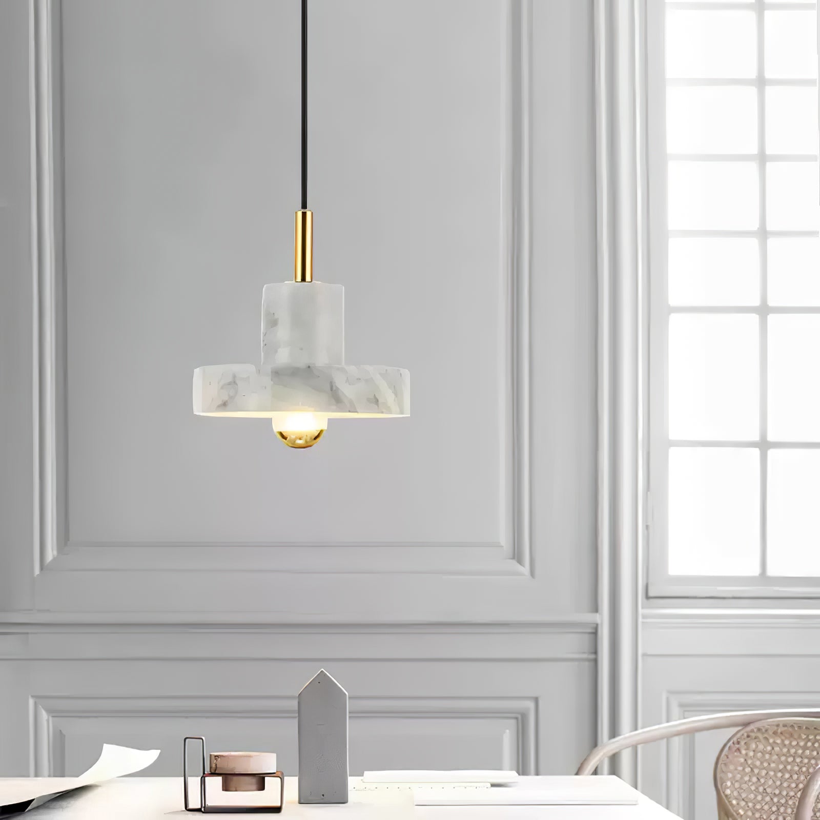 Elegant Marble Aura Pendant Lamp - Modern Crystal Glass Ceiling Light Fixture for Dining Room, Living Room & Bedroom Decor