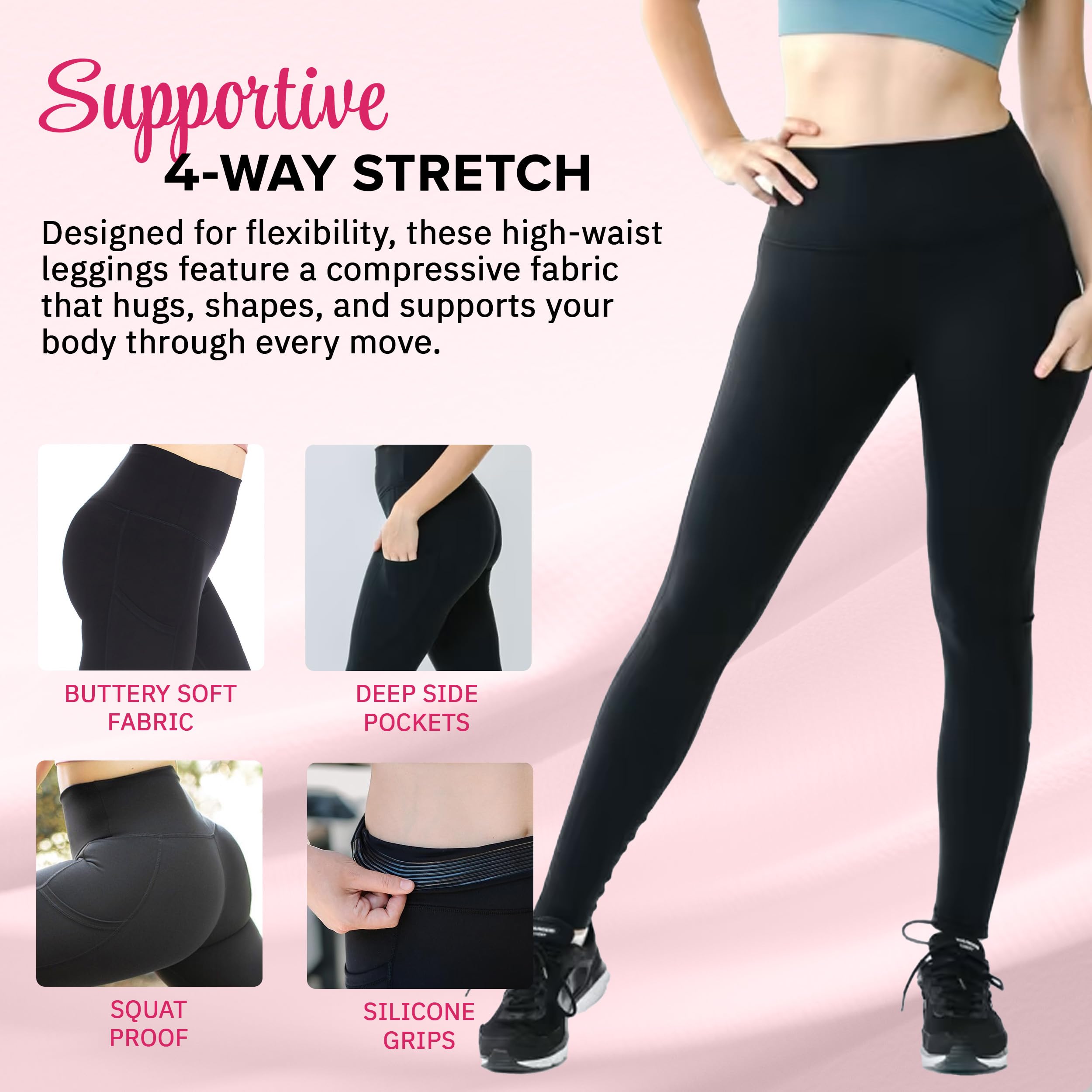 Guardian Evolve High Waisted Leggings - Tummy Control Workout Leggings with Side Pockets, No Camel Toe & Sweat Wicking Fabric - Perfect for Yoga, Running & Gym