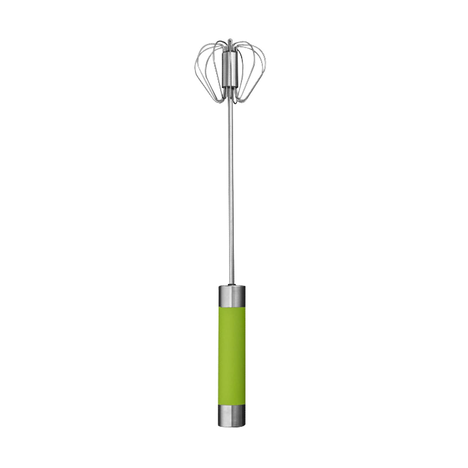 Stainless Steel Rotary Egg Whisk - 10/12/14 Inch Semi-Automatic Hand Push Whisk for Baking, Cooking, Mixing - Perfect for Eggs, Cream, Batter & Dough - Green (12in)