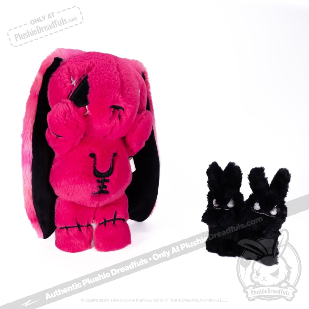 Plushie Dreadfuls Anxiety Rabbit Stuffed Animal - Hot Pink Limited Edition Soft Plush Toy for Stress Relief & Comfort | Perfect for Anxiety Support, Gifts, and Home Decor