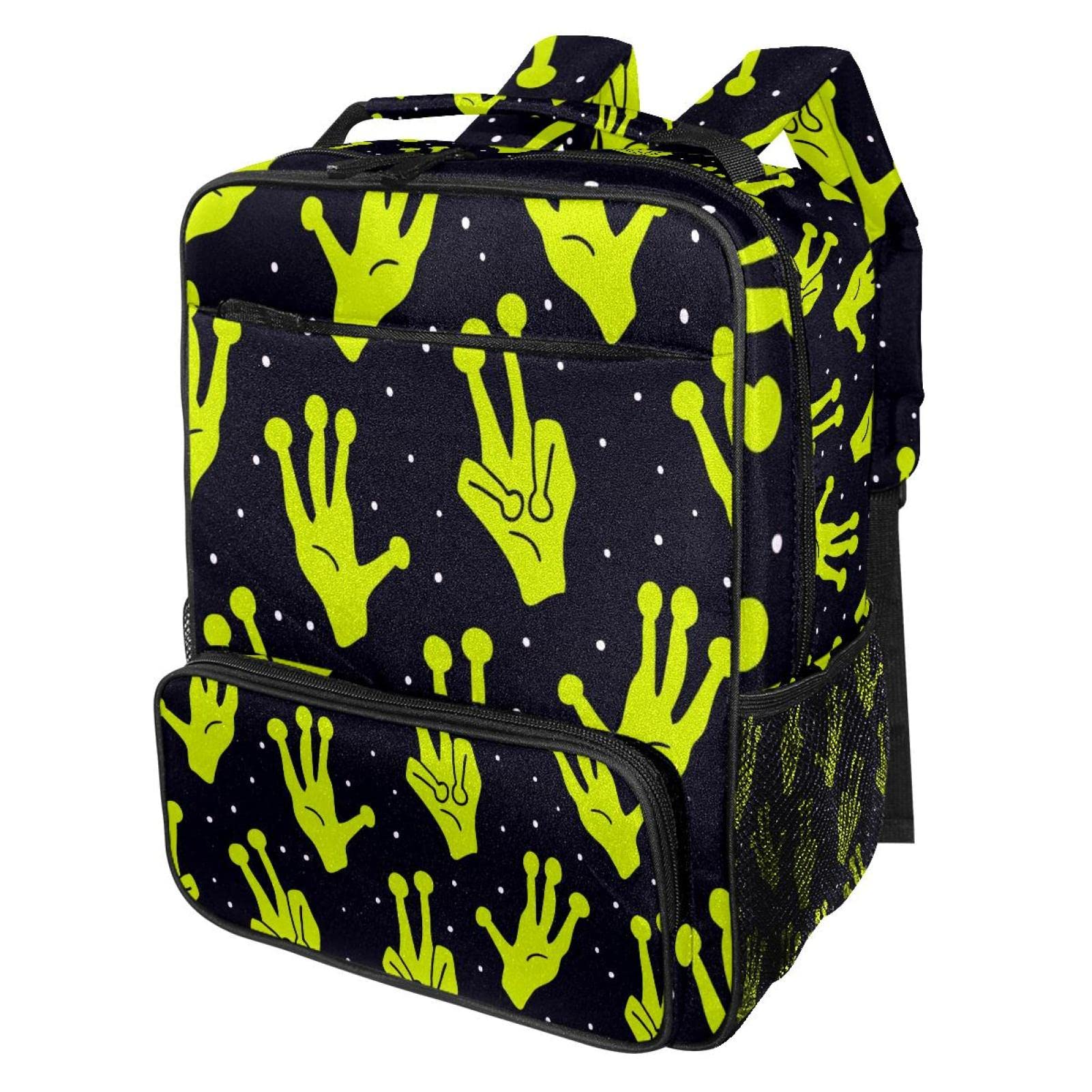 Alien UFO Seamless Pattern Backpack - Lightweight Laptop Bag for Travel, School & Work | Durable Bookbag for Kids & Teens with Unique Space Design