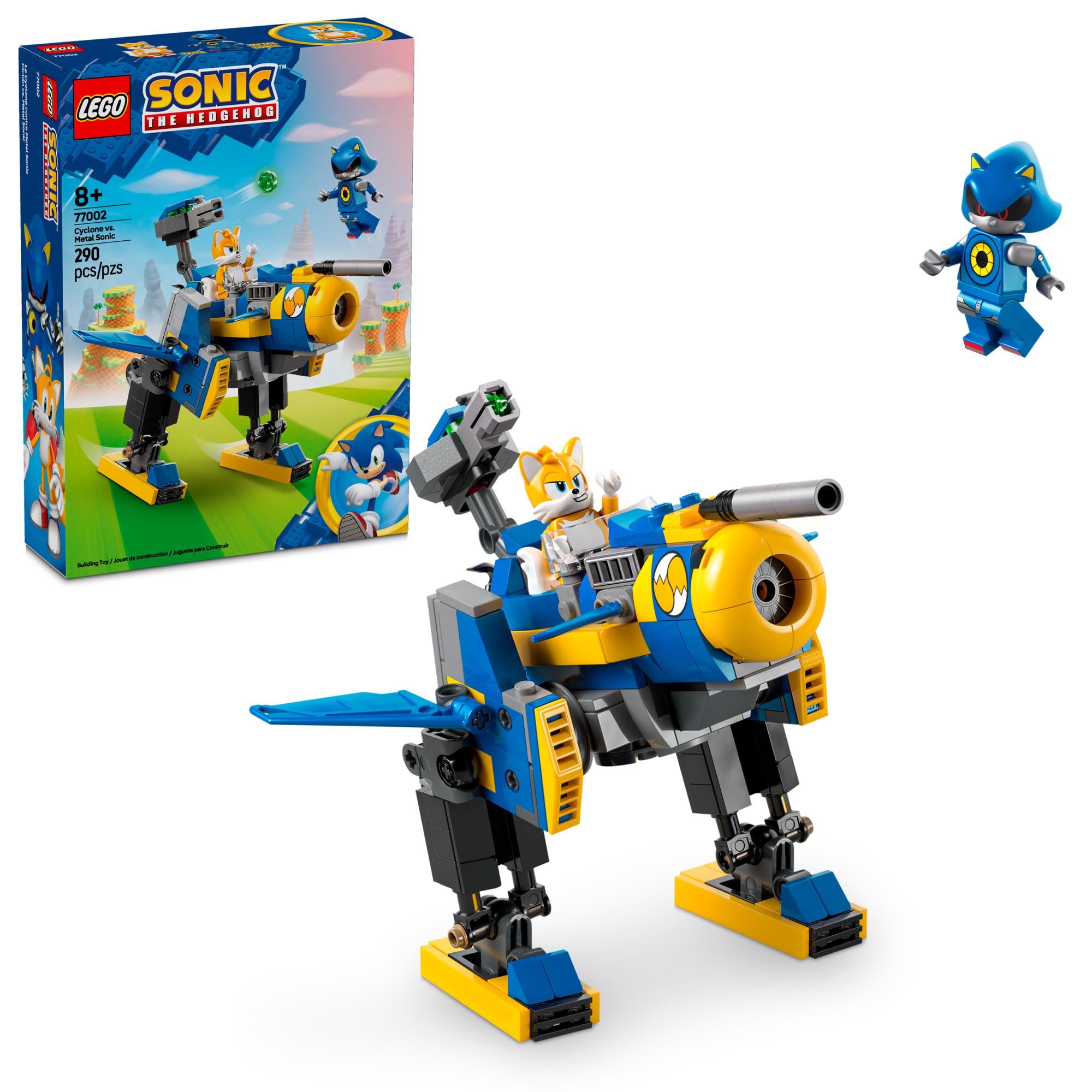 LEGO Sonic The Hedgehog Cyclone vs. Metal Sonic Building Set - 77002 | Kids Construction Toy for Boys & Girls Ages 8+ | Includes Mech Suit, Metal Sonic & Tails Minifigures | Creative Play & STEM Learning | Perfect Birthday Gift for Sonic Fans | Great for Pretend Battles & Collectible Display