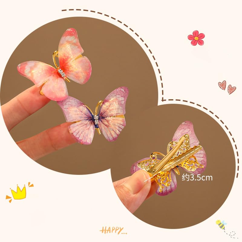 Samyak 6-Piece Butterfly Hair Clips Set for Kids, Girls & Women - Colorful Hair Barrettes, Grips & Claws - Perfect for School, Parties & Everyday Styling