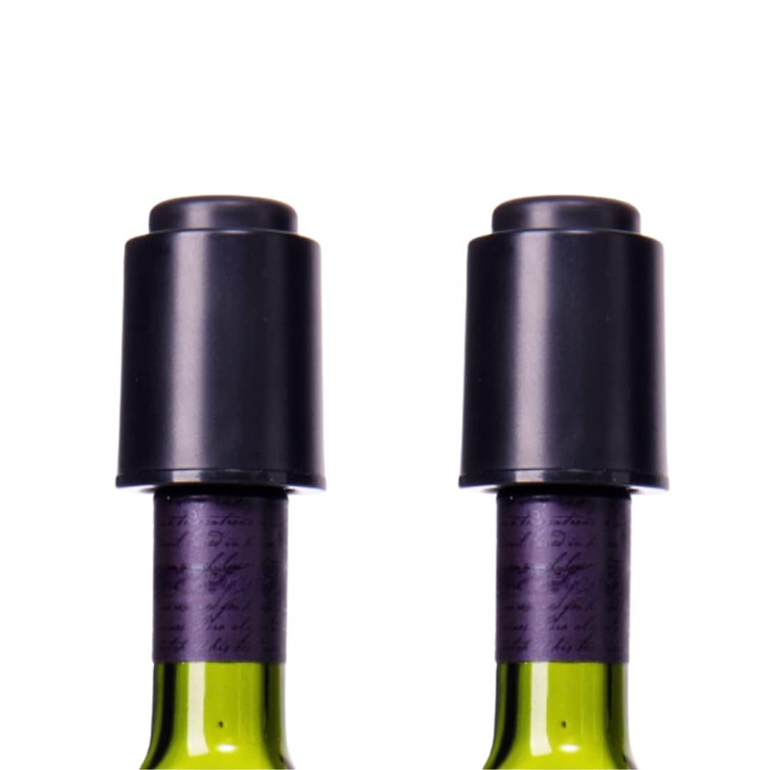 Premium Vacuum Wine Stoppers (2-Pack) - Reusable Wine Bottle Sealer & Preserver - Keeps Wine Fresh for Days - Ideal for Red, White & Sparkling Wines - Perfect Wine Accessories Gift Set for Home Bars, Dinner Parties & Wine Lovers