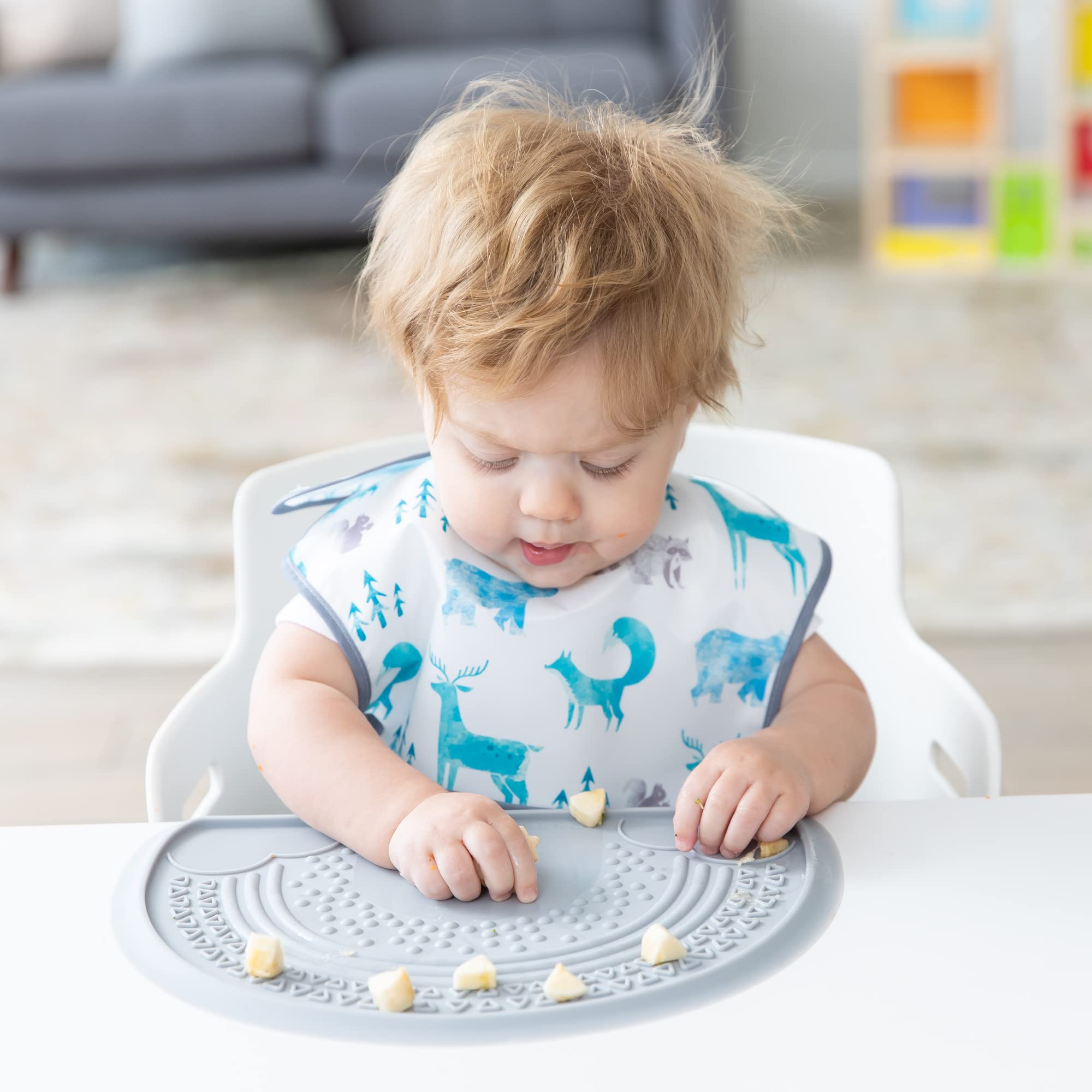 Bumkins SuperBib - Waterproof & Washable Baby Bibs for Infants & Toddlers 6-24 Months | 3-Pack Feeding Set | Perfect for Mealtime, Outdoor Adventures & Wildlife Theme | Durable & Easy to Clean for Messy Eaters