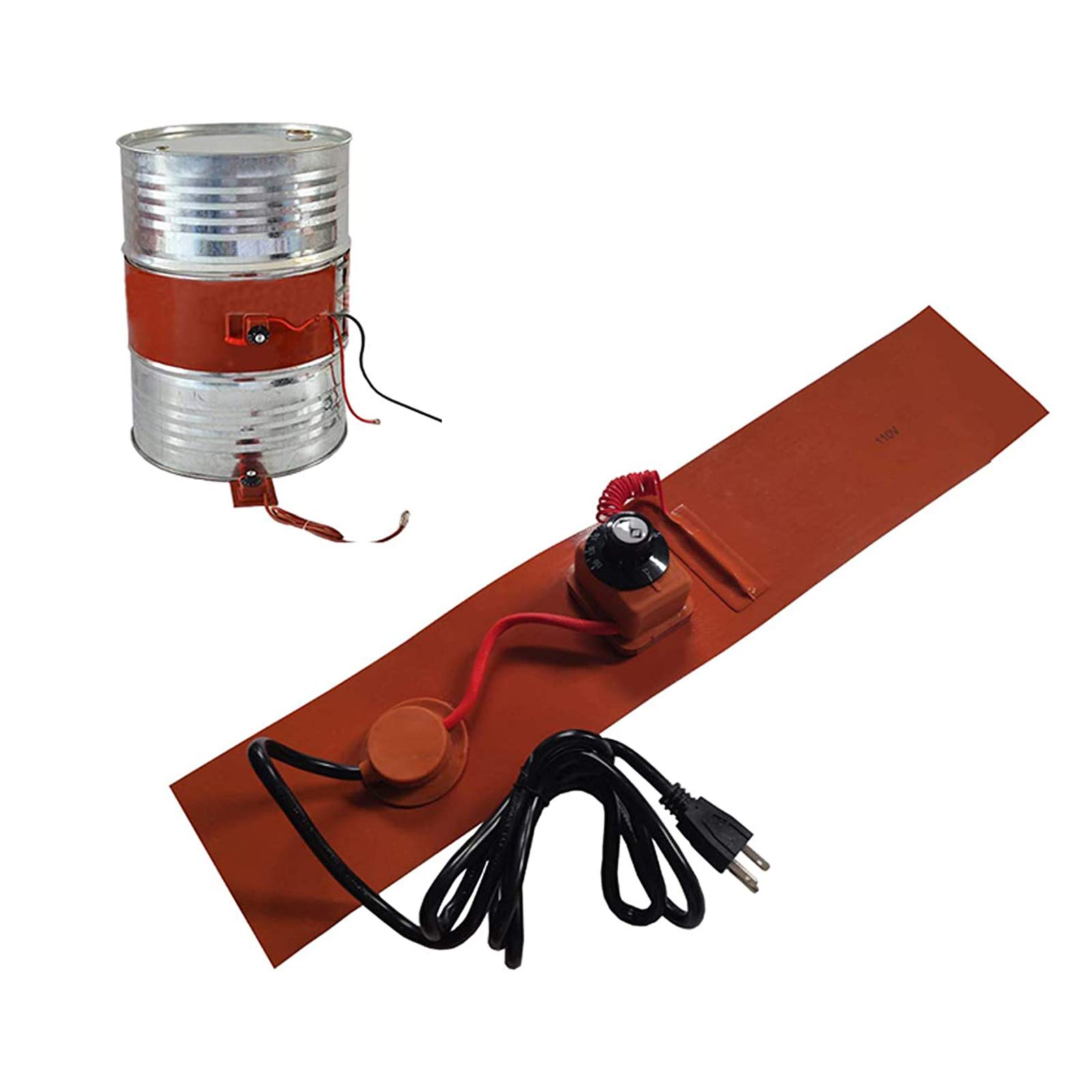 110V Oil Drum Heater with Temperature Control - 9.84x68.5 Inch Silicone Rubber Heating Blanket (2000W) - Perfect for Industrial Drum Heating, Chemical Processing & Cold Weather Storage