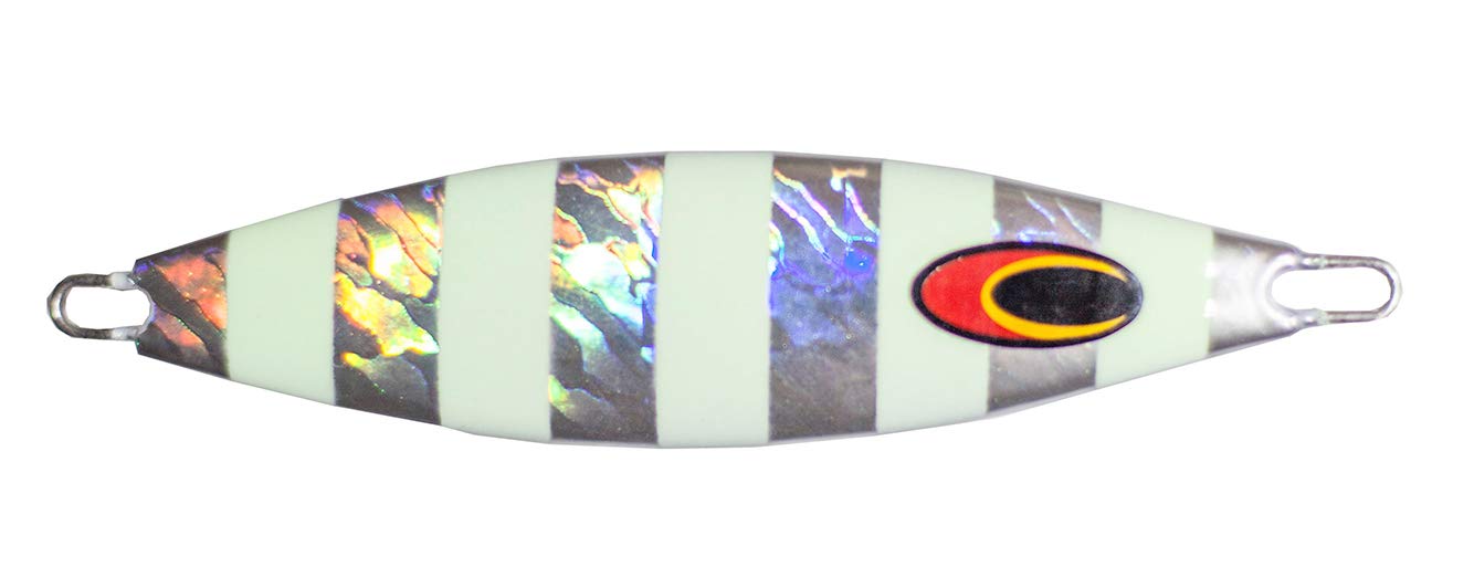 Nomad Design Buffalo Slow Pitch Jig - 80g/3oz Silver Glow Stripe Fishing Lure for Saltwater & Freshwater - Perfect for Slow Pitch Jigging, Bottom Fishing, and Deep Sea Angling
