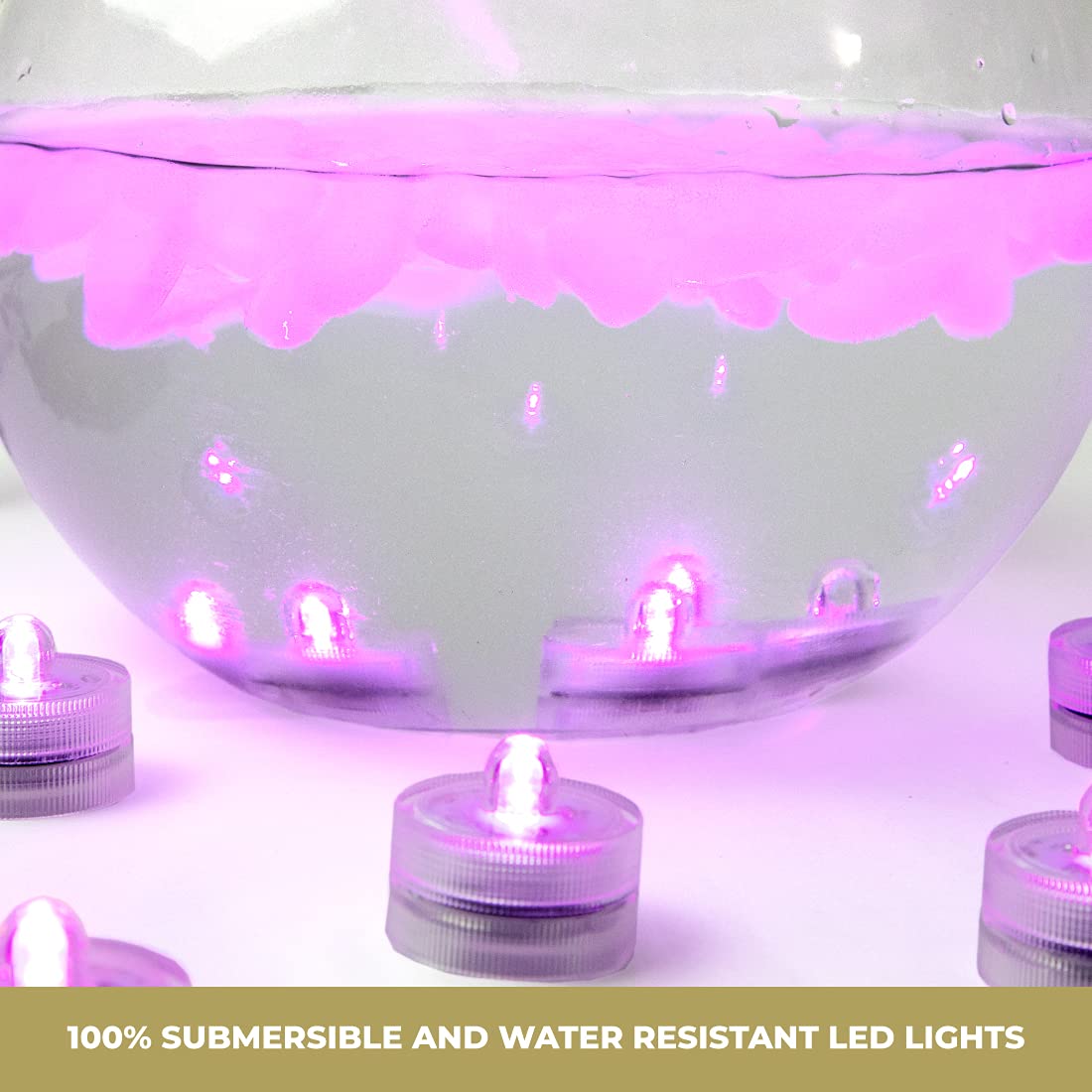 LumaBase 68512 Waterproof Submersible LED Lights - Pink, Ideal for Pools, Fountains & Outdoor Decor