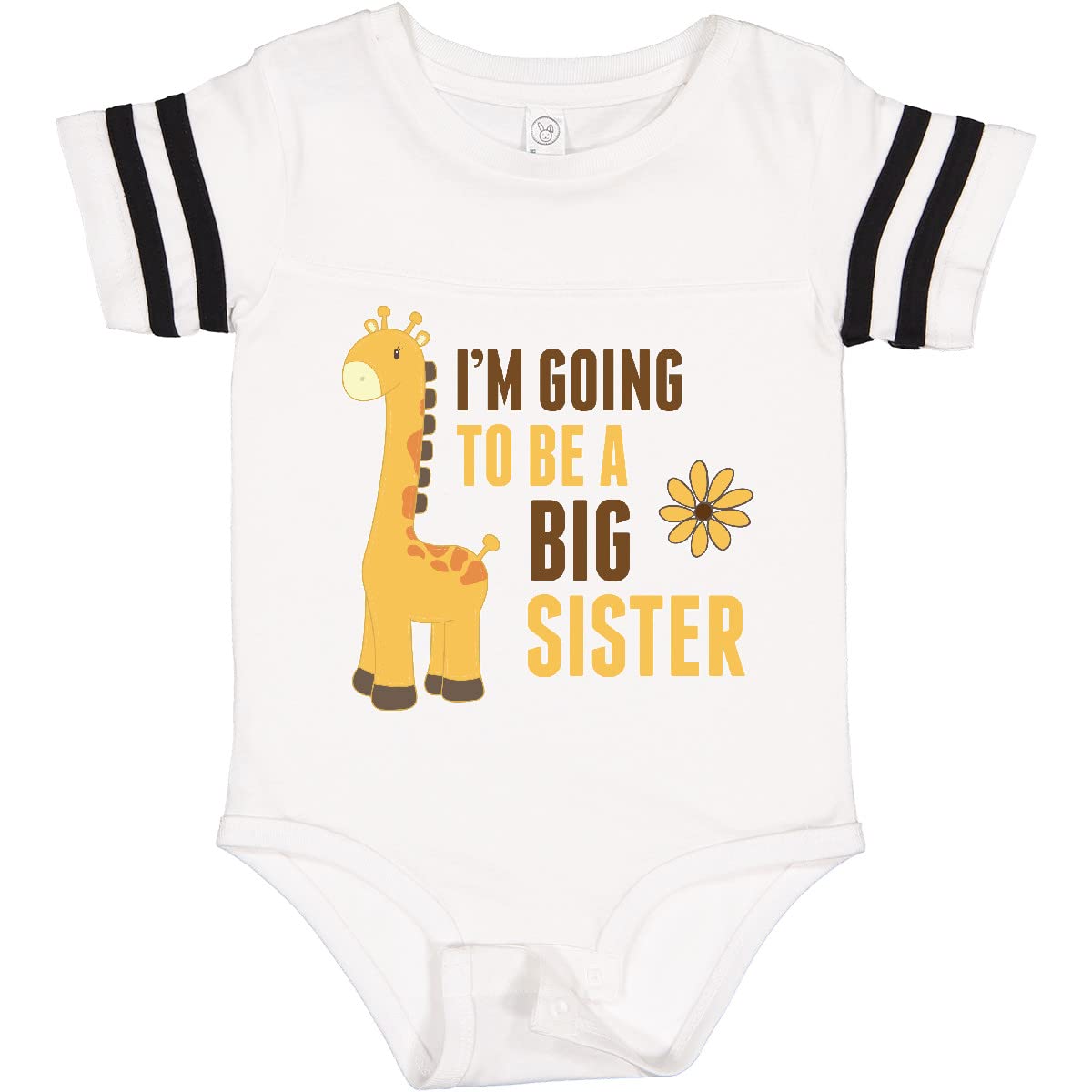 Inktastic 'I'm Going to Be a Big Sister' Giraffe Baby Bodysuit - Cute Animal Print Onesie for Newborn Announcement & Sibling Gift
