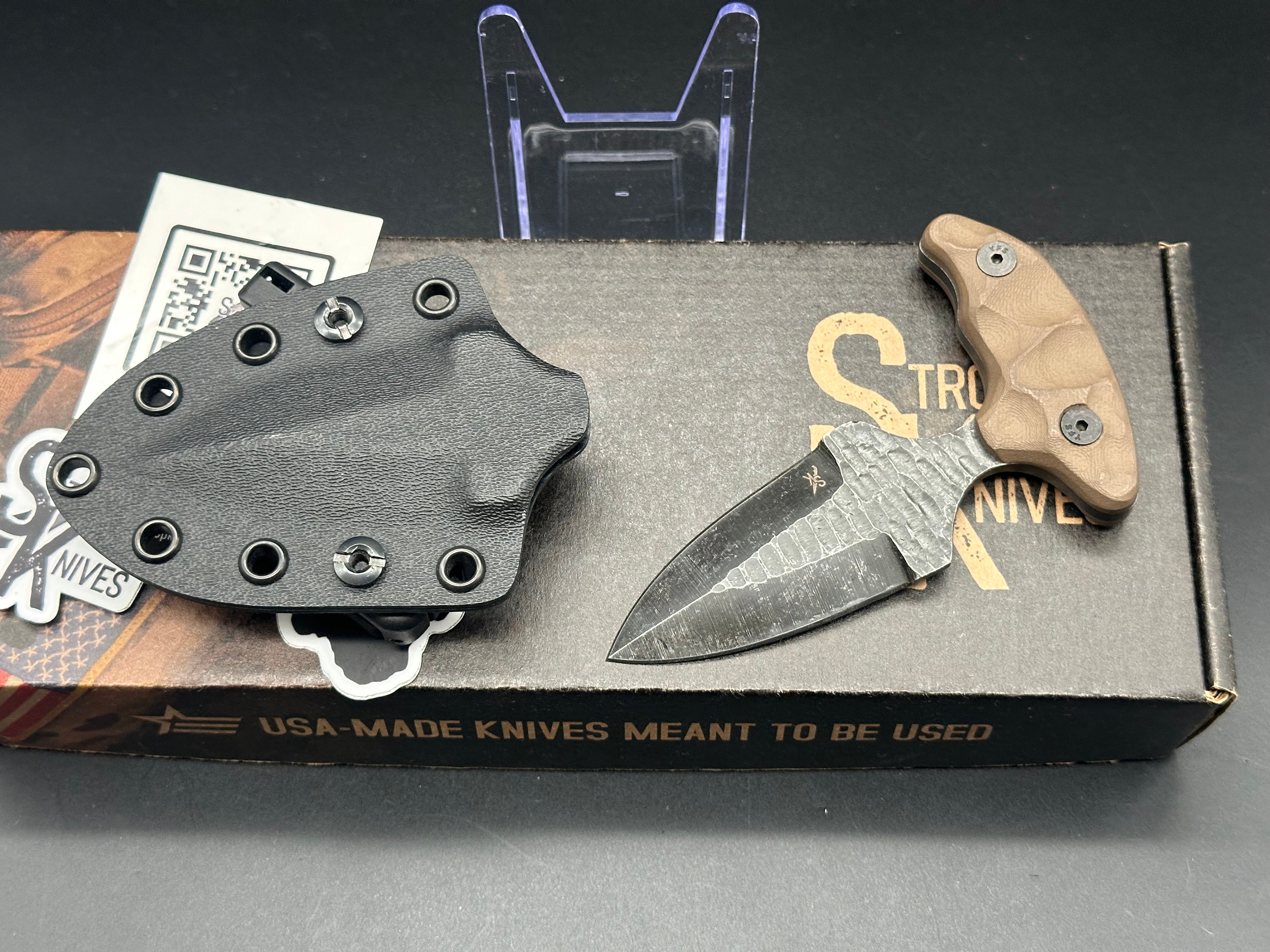 Stroup Knives SD1 Stabber Dagger Push Dagger - Tactical Self Defense Knife for Outdoor Survival, Camping & EDC | Compact Concealed Carry Blade with Sheath
