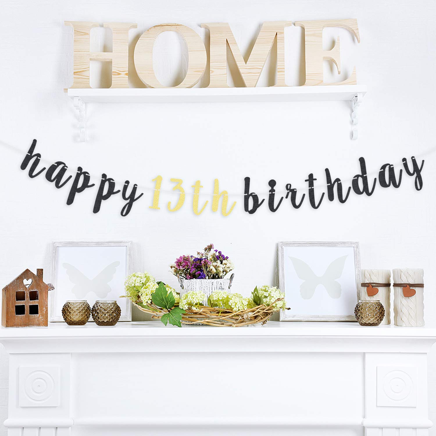 Happy 13th Birthday Party Decorations Set - Glitter Garland Banner & Backdrop Sign for Teen's Thirteenth Birthday Celebration | Perfect for Birthday Parties, Photo Booths & Milestone Decor