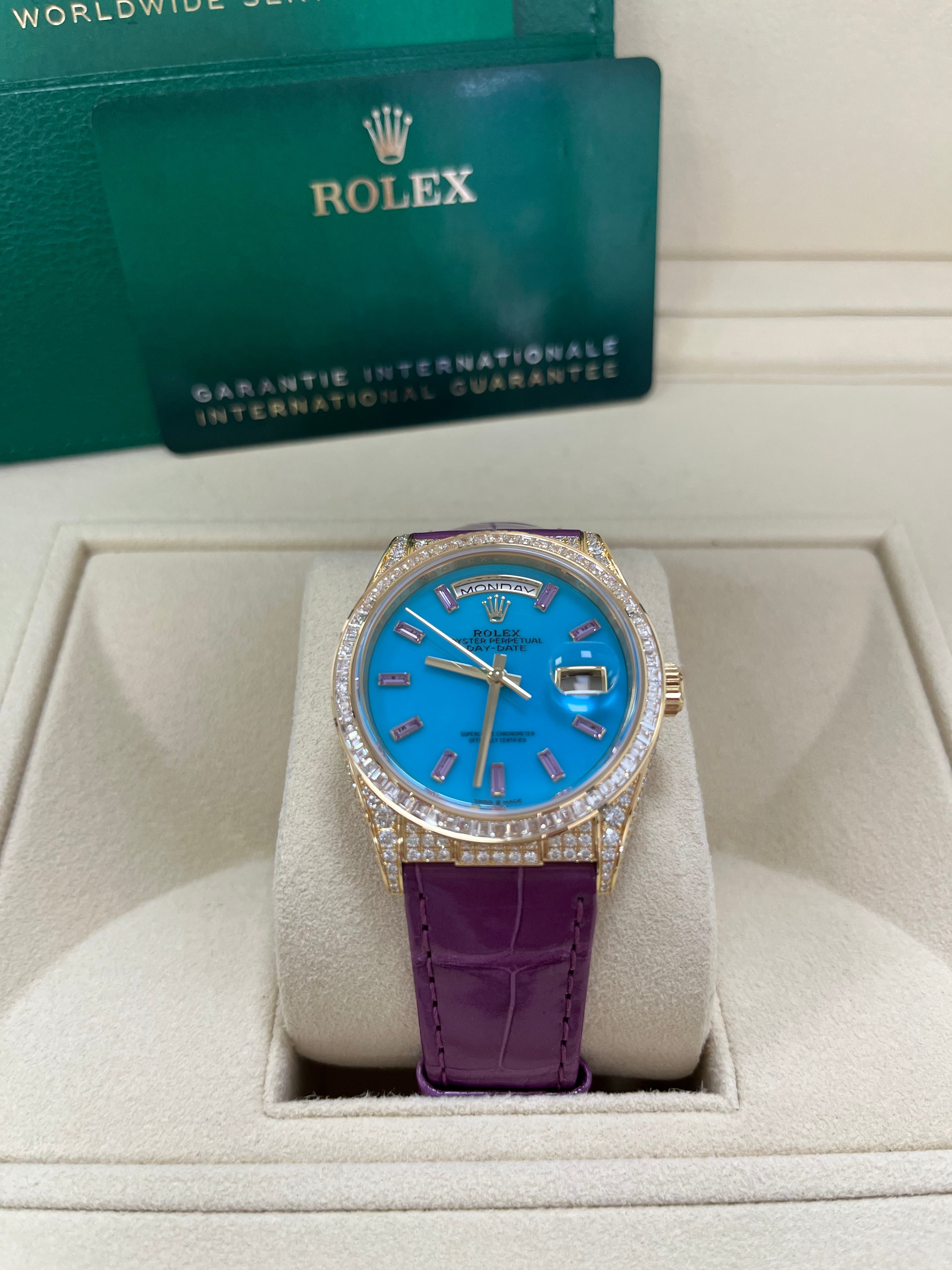 Luxury Rolex Day Date 128458TBR 18K Gold Men's Watch - Perfect for Business, Formal Events & Special Occasions