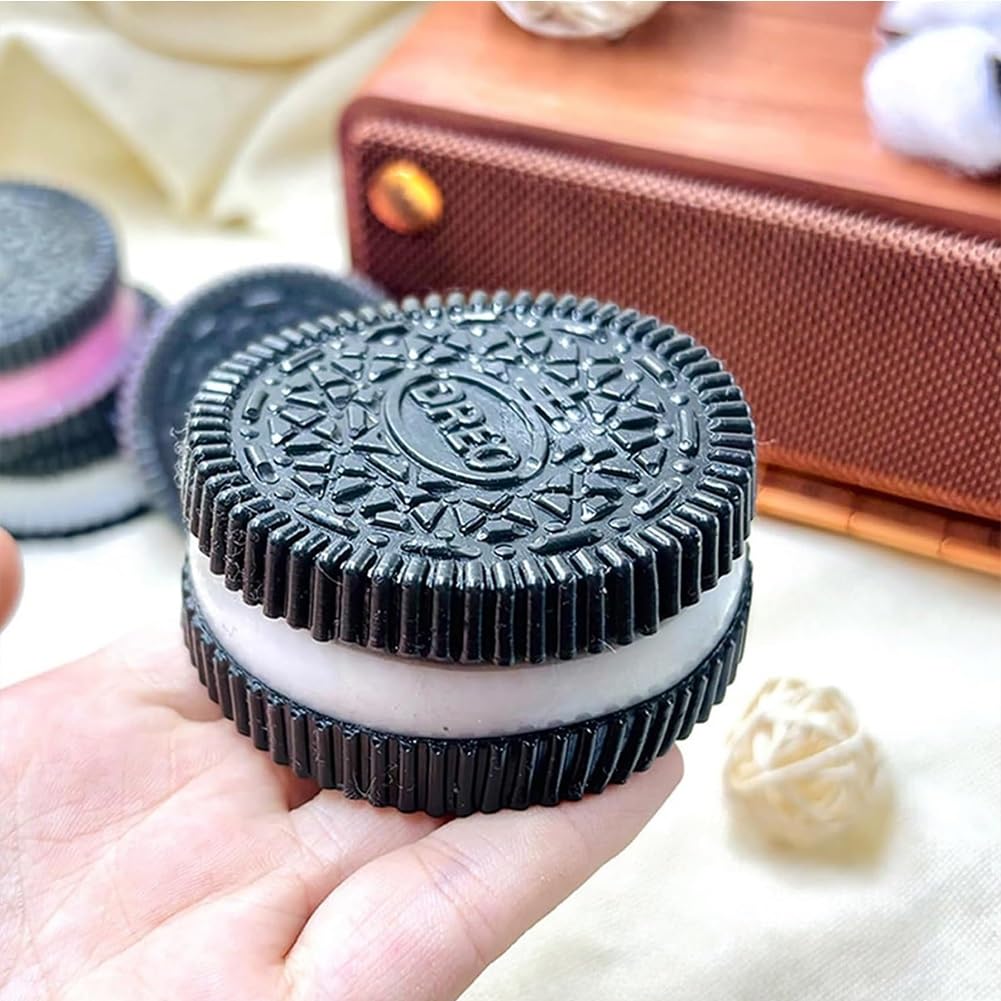 Ultra-Soft Pink & Blue Oreo Squishy Stress Relief Toy - Taba Squishy Oreo Biscuit with Cream Sandwich Design - Perfect for Birthday Parties, Office Desk Decor, and Anxiety Relief - Fun Sensory Fidget Toy for Kids & Adults