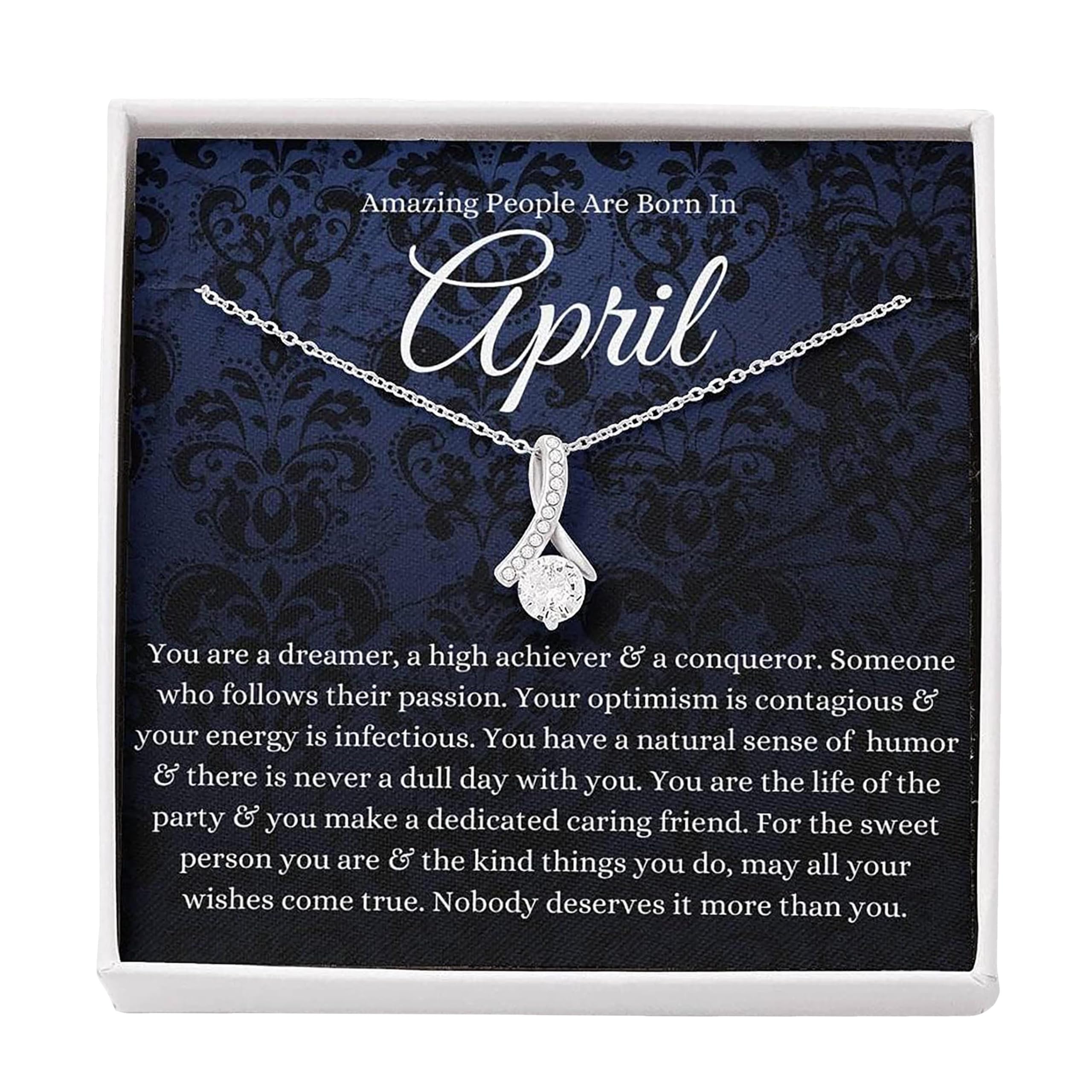 Custom Zodiac Necklace - April Birthday Gift with Card & Box for Horoscope Lovers