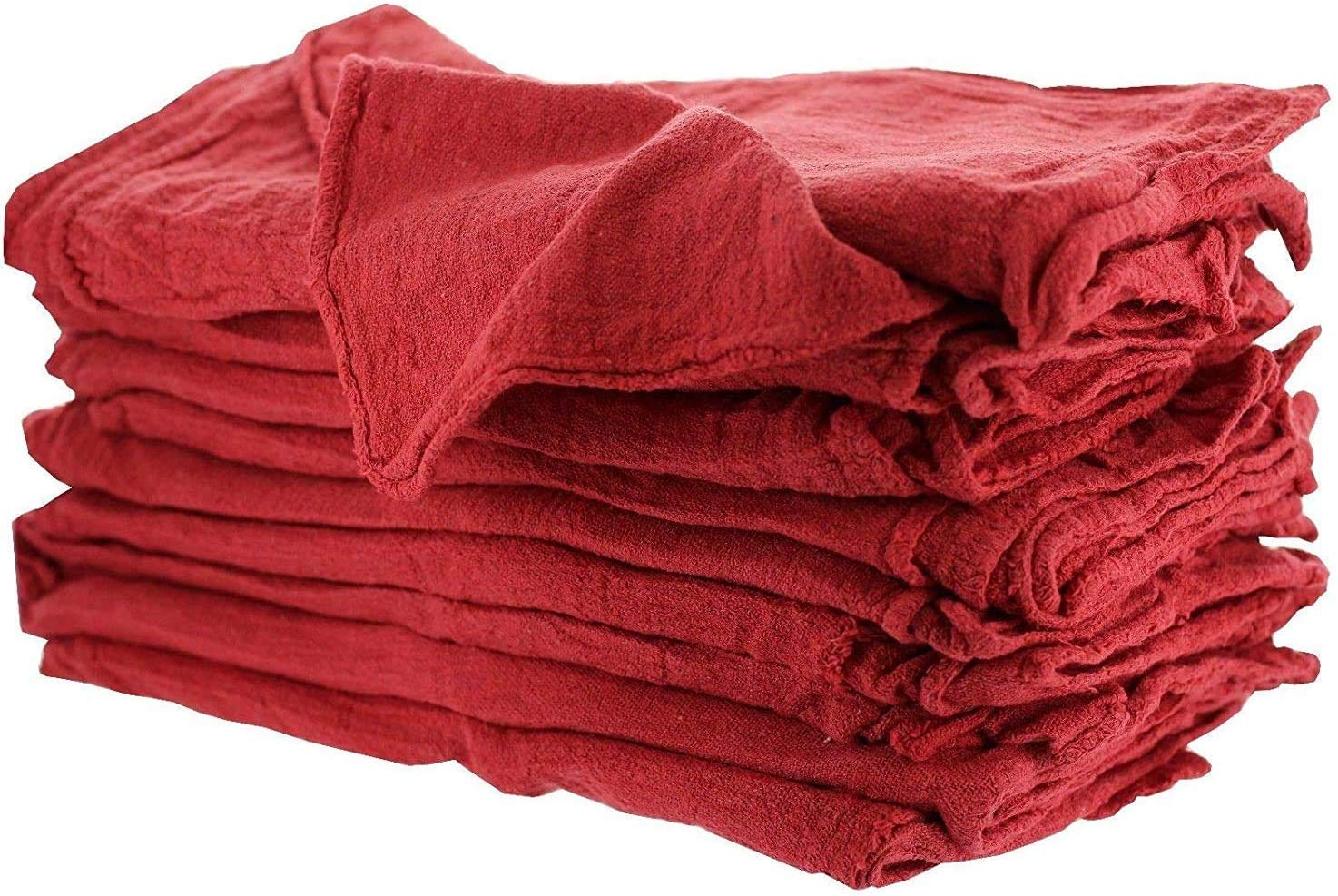**MHF Brand Red Shop Towels - 1000-Piece Box, 100% Cotton, B Grade for Commercial & Industrial Use - Ideal for Workshops, Garages, and Cleaning Tasks**