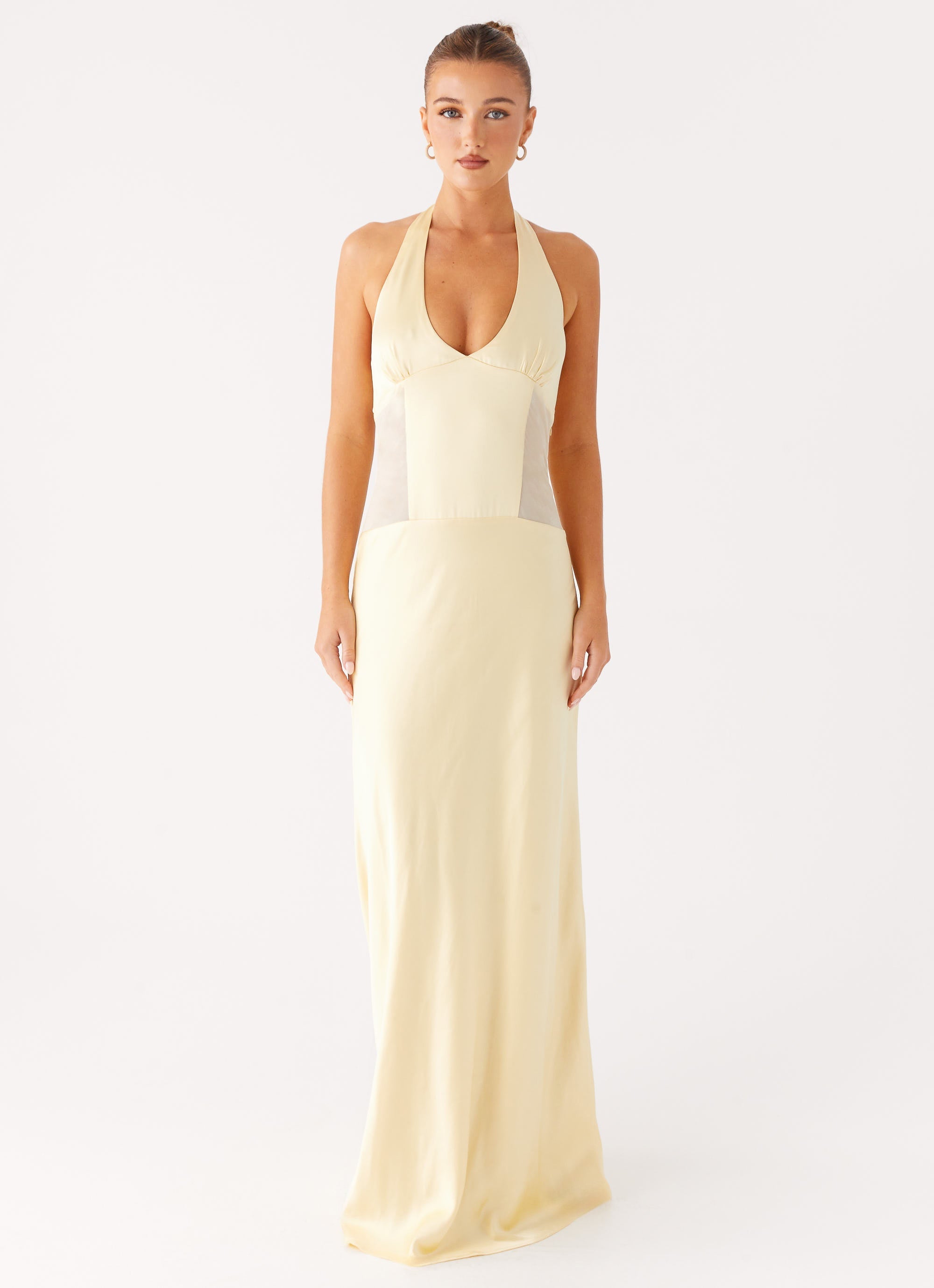 Ambre Mesh Panel Maxi Dress for Women - Flowy Summer Yellow Boho Dress for Beach, Party & Vacation | Lightweight & Comfortable
