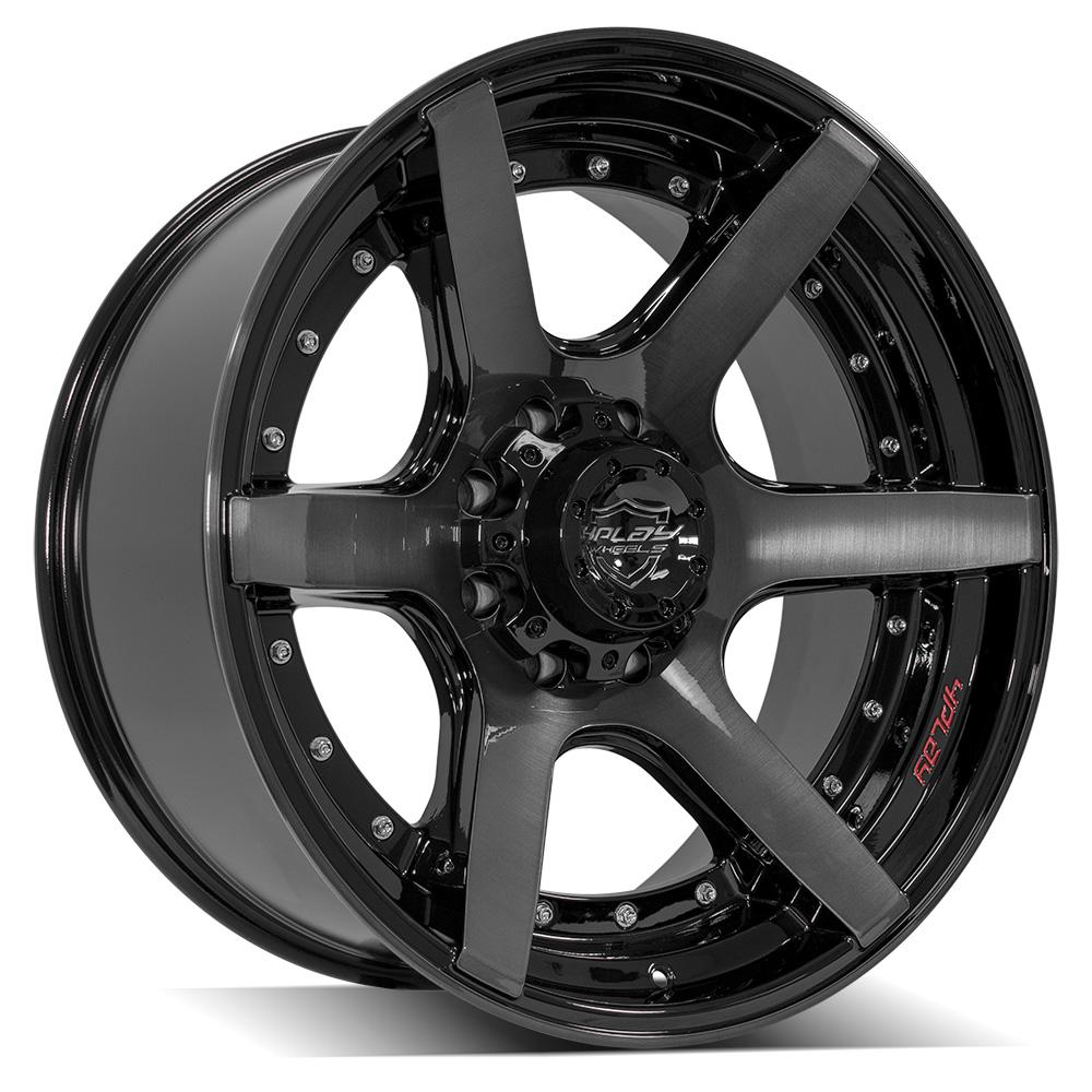 4Play Gen2 4P60 Gloss Black Wheels 22x10.0 8x165.1mm 124.9mm - Brushed Face & Tinted Clear Finish - Perfect for Trucks, SUVs and Off-Road Vehicles