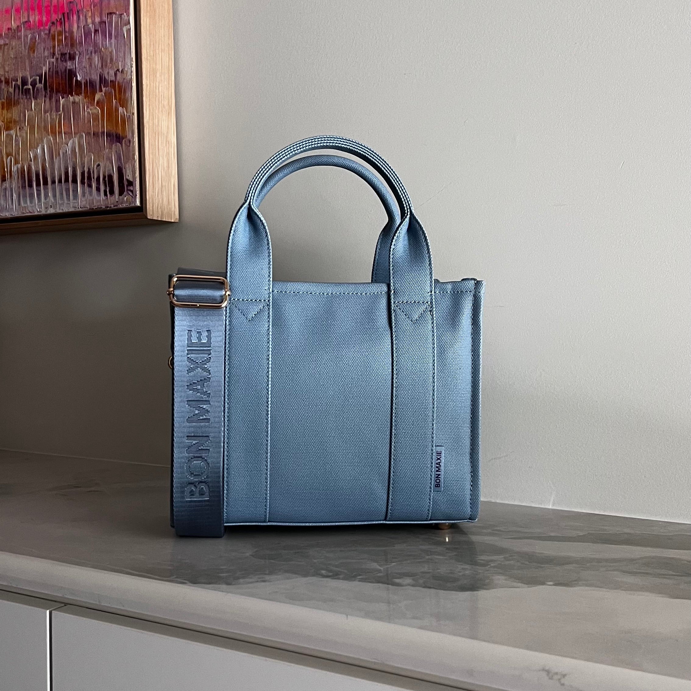 Structured Denim Tote Bag for Women - Micro Bon Vivant Fashion Handbag - Perfect for Work, Travel & Everyday Use