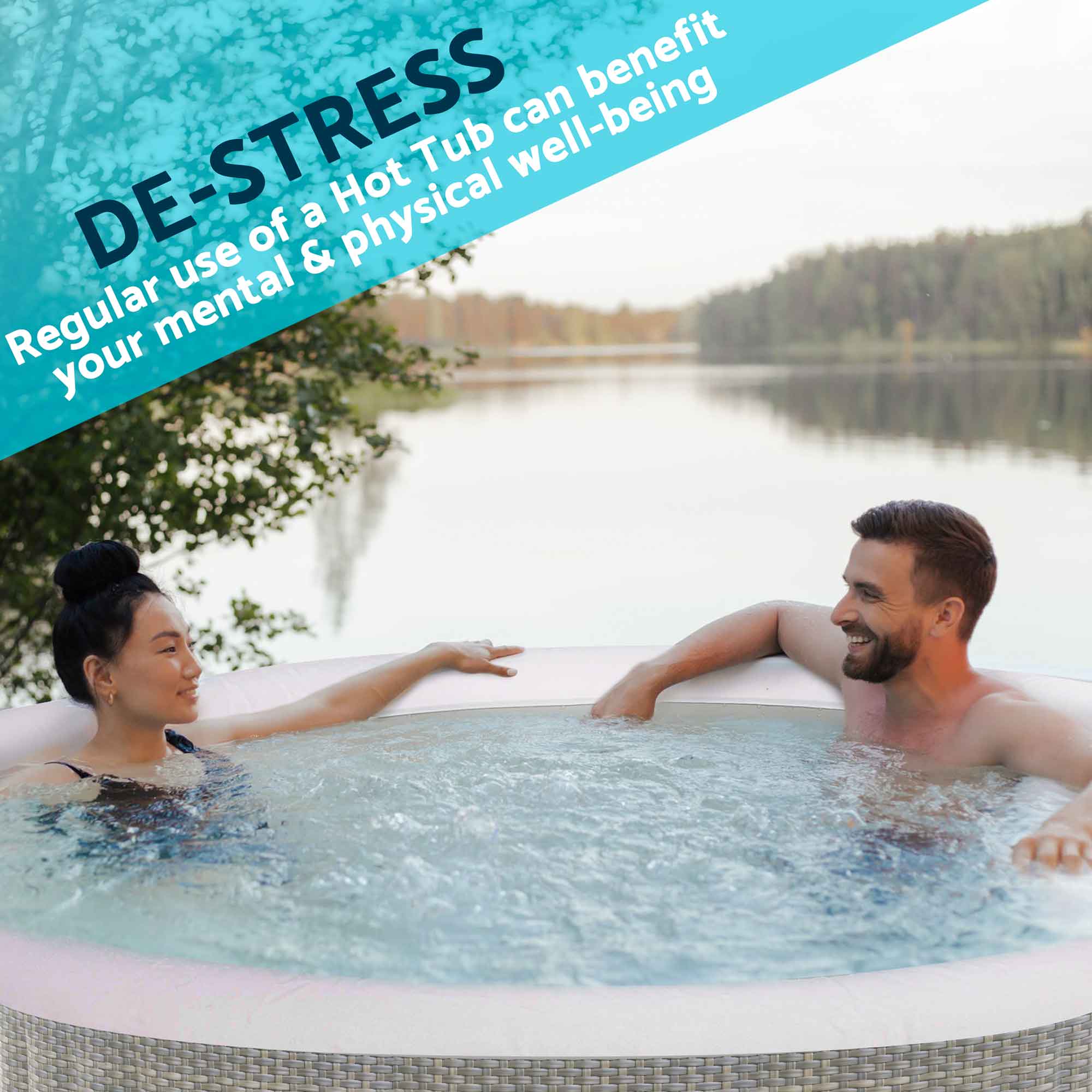 2-4 Person Inflatable Hot Tub Spa with Smart Pump - Rattan Design - DL90 Model - Perfect for Backyard Relaxation, Patio Parties & Outdoor Hydrotherapy