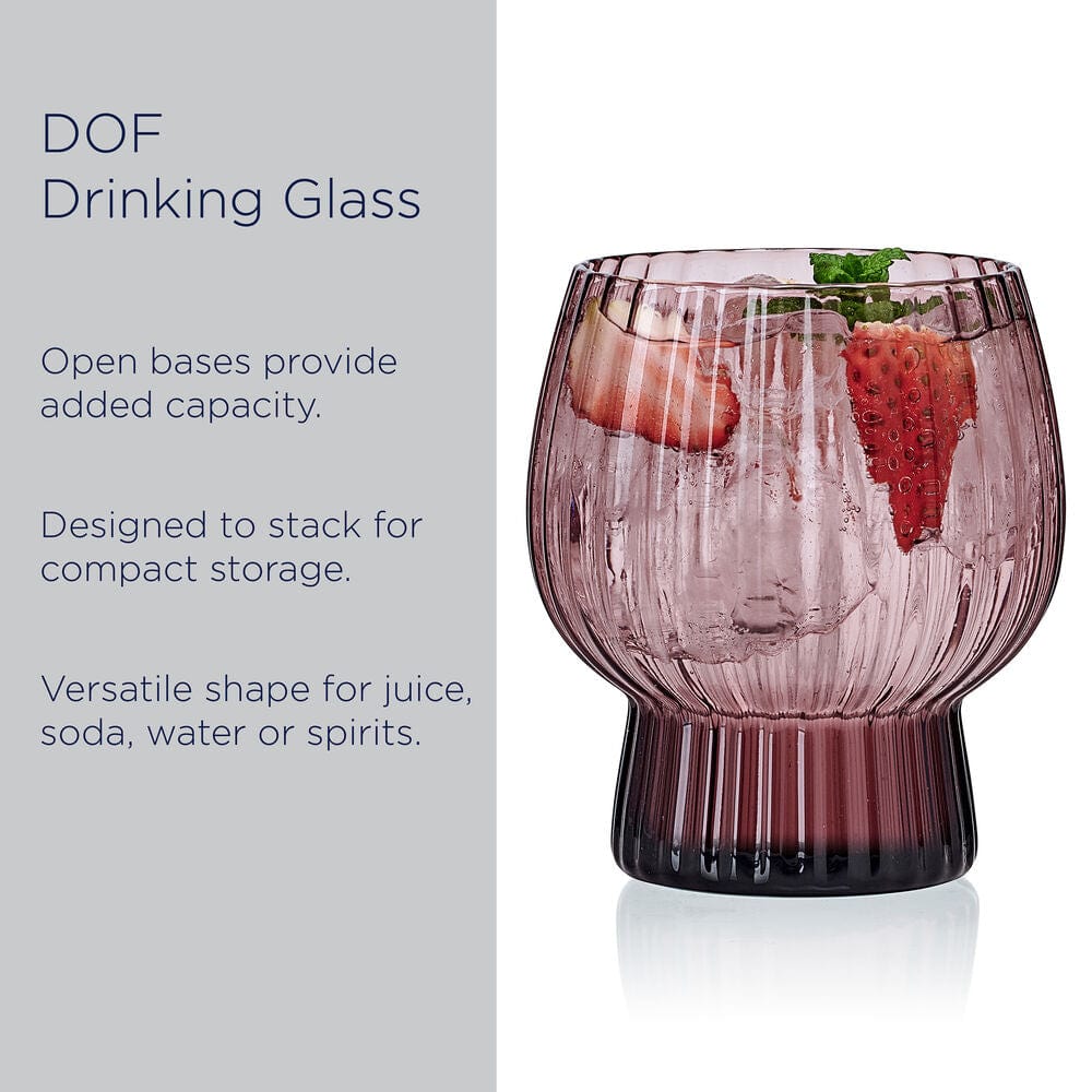 Phoebe Optic Lilac Set of 4 Double Old Fashioned Glasses - Vintage Inspired Cocktail Glasses for Whiskey, Bourbon & Scotch - Perfect for Home Bars, Parties & Gifts
