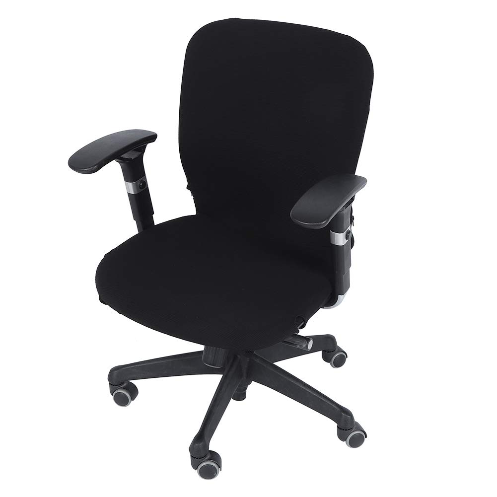 Stretchable Office Chair Cover with Armrest Sleeves - Modern Minimalist Style Removable Seat Cover for Swivel Chairs (Black S-Stripe) | Perfect for Home Office, Conference Rooms & Executive Desks