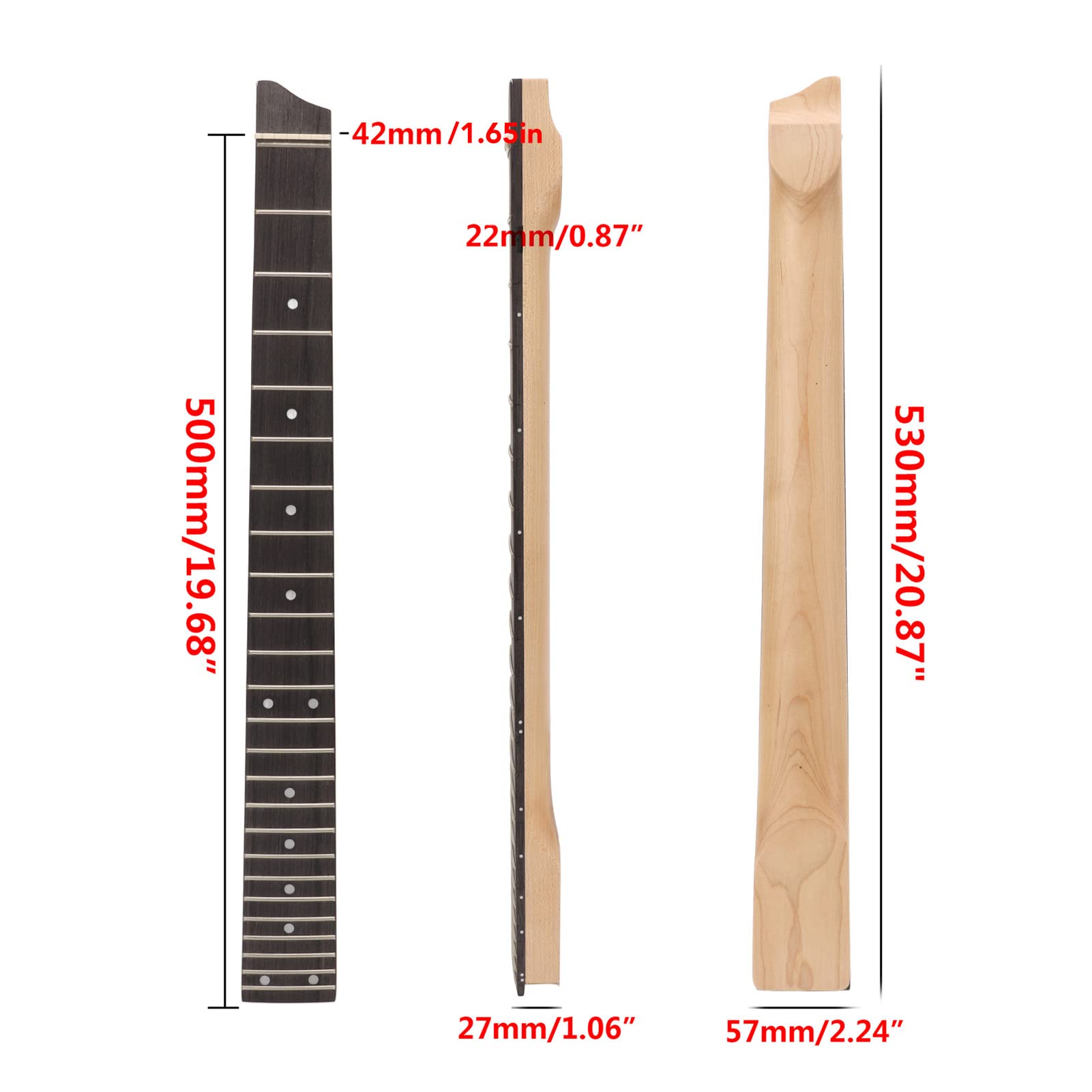 Premium Headless Electric Guitar Neck - 25 Frets, Rosewood Fingerboard, Maple Neck - Perfect for DIY Guitar Builds & Upgrades