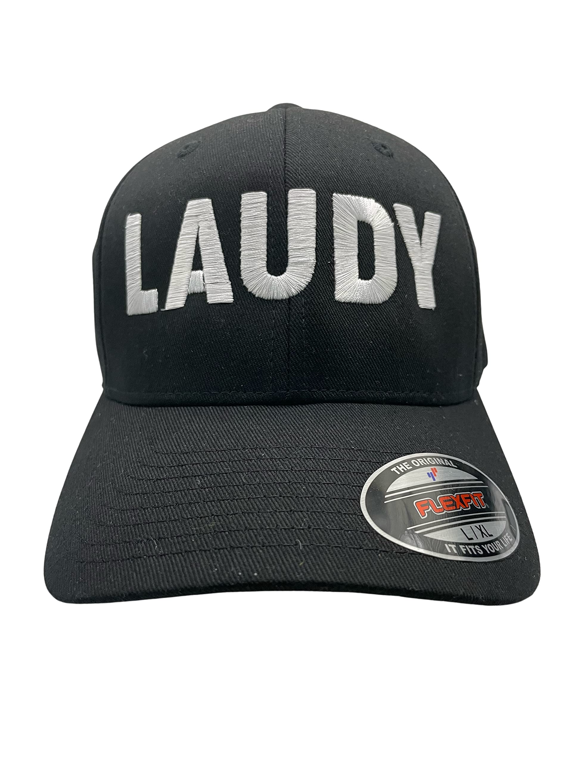 LAUDY - Black Flex Fit Fitted Hat by Pats Hats for Men & Women - Adjustable Baseball Cap for Outdoor Sports, Casual Wear & Sun Protection
