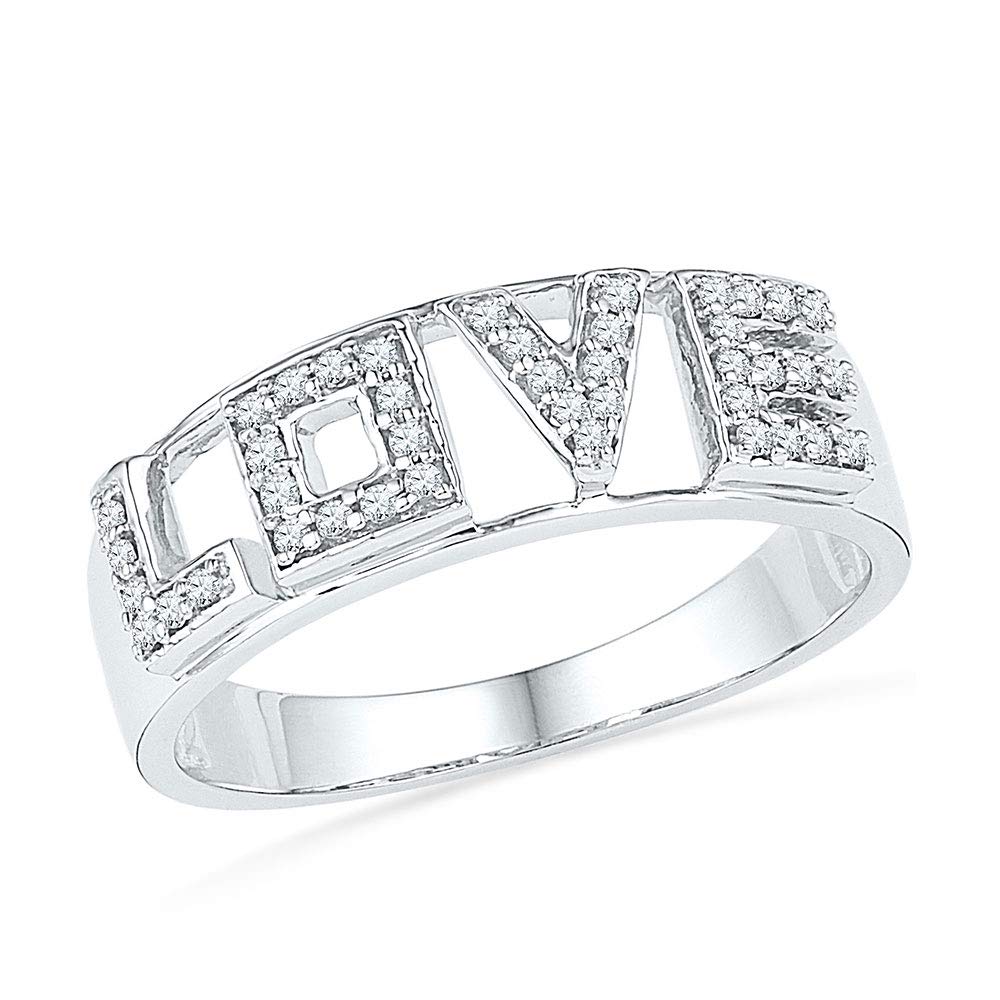 Dazzlingrock 10K White Gold Women's Round Diamond Love Band Ring 1/6 CTW - Perfect for Anniversaries, Engagements & Romantic Gifts