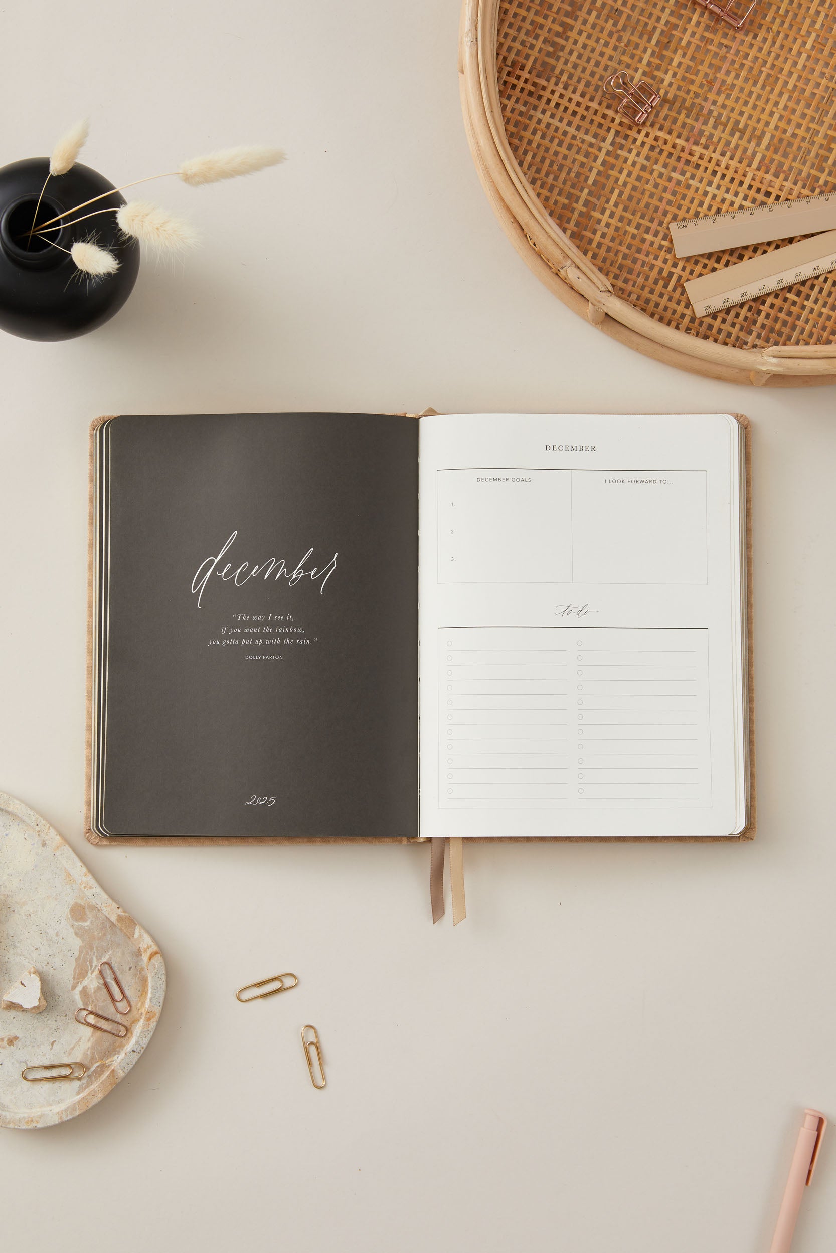 2025 Weekly Planner with Premium Cloth Cover - A5 Size, Coffee Latte Design | Perfect for Office, School & Personal Organization | Gift Idea for Professionals & Students